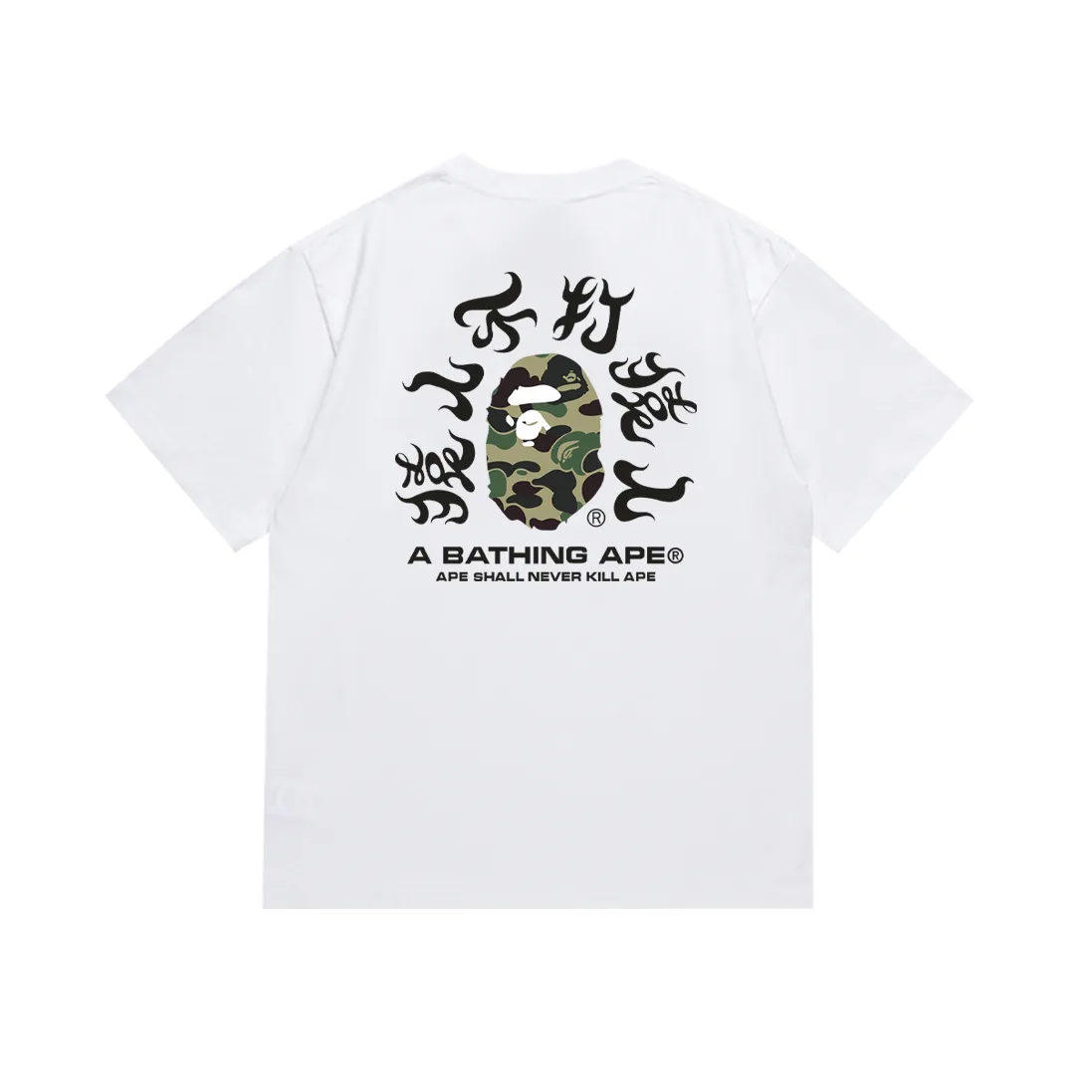 P110 SC065# (top version) BAPE ape head classic letter print short-sleeved T-shirt. Ape man does not fight ape man letter print. Made of 260 grams of high-quality high-weave pure cotton fabric. Double yarn combed. The texture is soft and non-pilling. Imported environmentally friendly printing glue. The pattern is bright and three-dimensional. The quality is the same for men and women. The upper body is trendy. Color: black and blue, white and blue, black and green, white and green. Size: S M L XL XXL