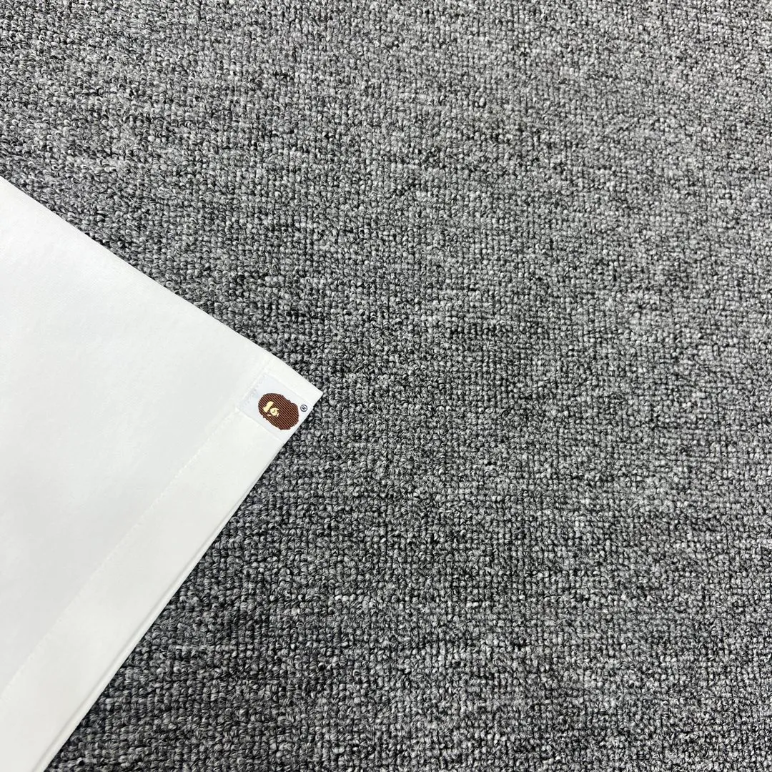 💰140 BAPE GLITCH ART COLLEGE TEE Faulty phantom art laminated great ape head print 280g weight linen cotton fabric ZP version Couple style: S—XXL [Black White]