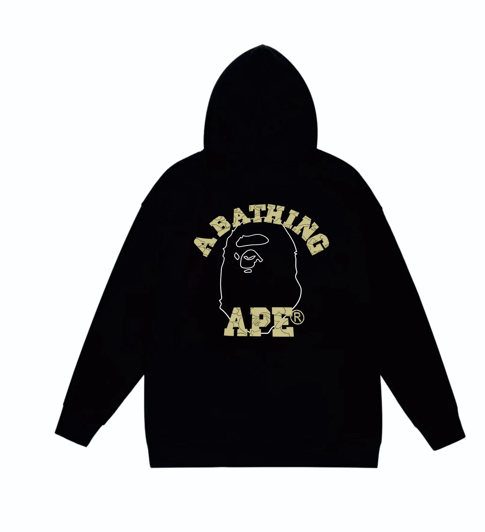 P160 model number SC862# terry 80 plus velvet 90 (top version) BAPE ape head letter back large ape head line printed hooded sweatshirt. Made of 380g large terry (drop shoulder large version) fabric, soft texture and no pilling. Imported environmentally friendly printing glue. Bright and three-dimensional pattern. Quality 💥Same style for men and women. The upper body is trendy. Color: black white gray Size: S M L XL XXL