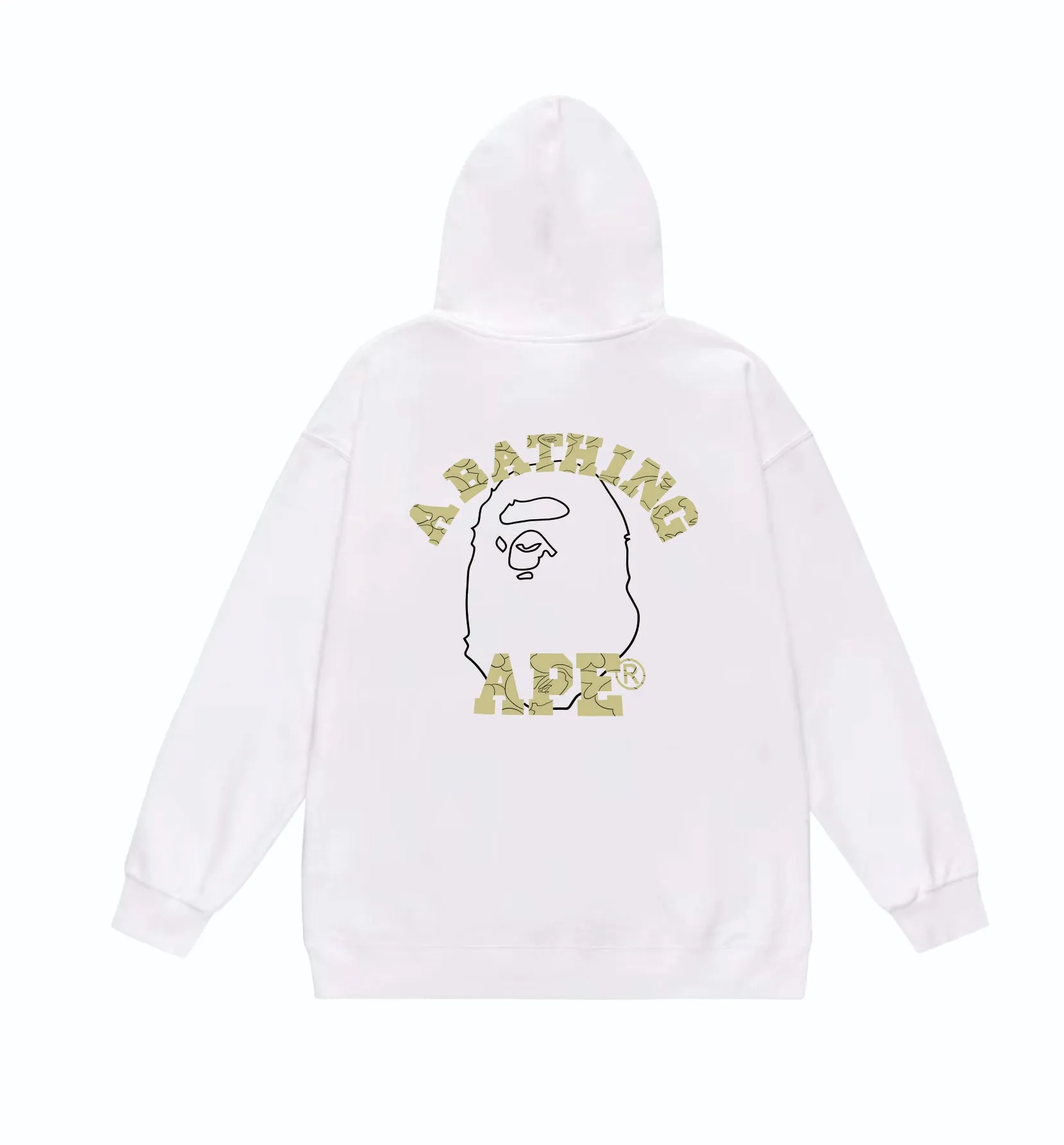 P160 model number SC862# terry 80 plus velvet 90 (top version) BAPE ape head letter back large ape head line printed hooded sweatshirt. Made of 380g large terry (drop shoulder large version) fabric, soft texture and no pilling. Imported environmentally friendly printing glue. Bright and three-dimensional pattern. Quality 💥Same style for men and women. The upper body is trendy. Color: black white gray Size: S M L XL XXL