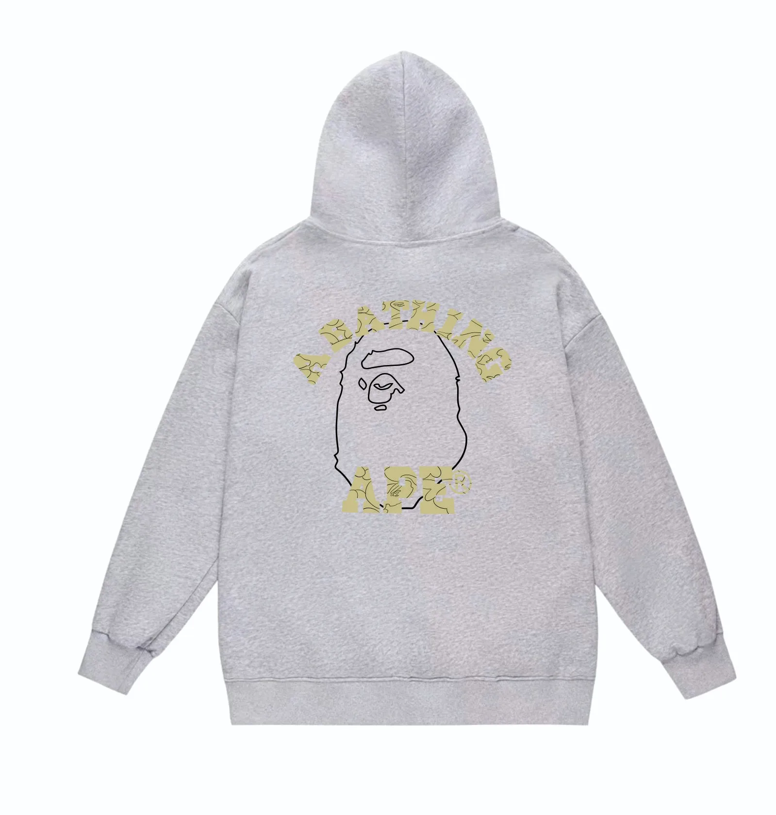 P160 model number SC862# terry 80 plus velvet 90 (top version) BAPE ape head letter back large ape head line printed hooded sweatshirt. Made of 380g large terry (drop shoulder large version) fabric, soft texture and no pilling. Imported environmentally friendly printing glue. Bright and three-dimensional pattern. Quality 💥Same style for men and women. The upper body is trendy. Color: black white gray Size: S M L XL XXL