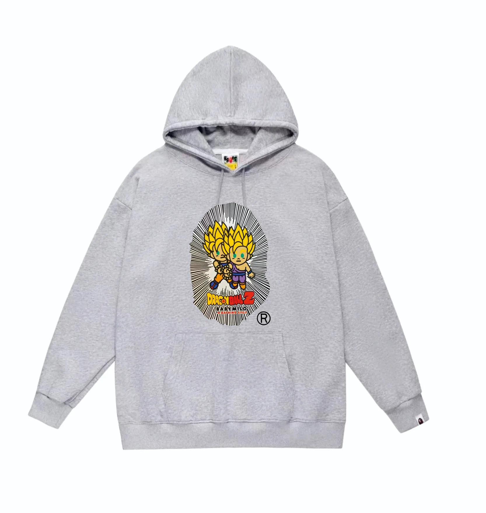 P160 model number SC855# terry 80 plus velvet 90 (top version) BAPE Dragon Ball co-branded Super Saiyan Great Ape head letter printed hooded sweatshirt. Made of 380g large terry (large version with dropped shoulders) fabric. The texture is soft and non-pilling. Imported environmentally friendly printing glue. The pattern is bright and three-dimensional. Quality💥Same style for men and women. The upper body is trendy. Color: black white gray Size: S M L XL XXL