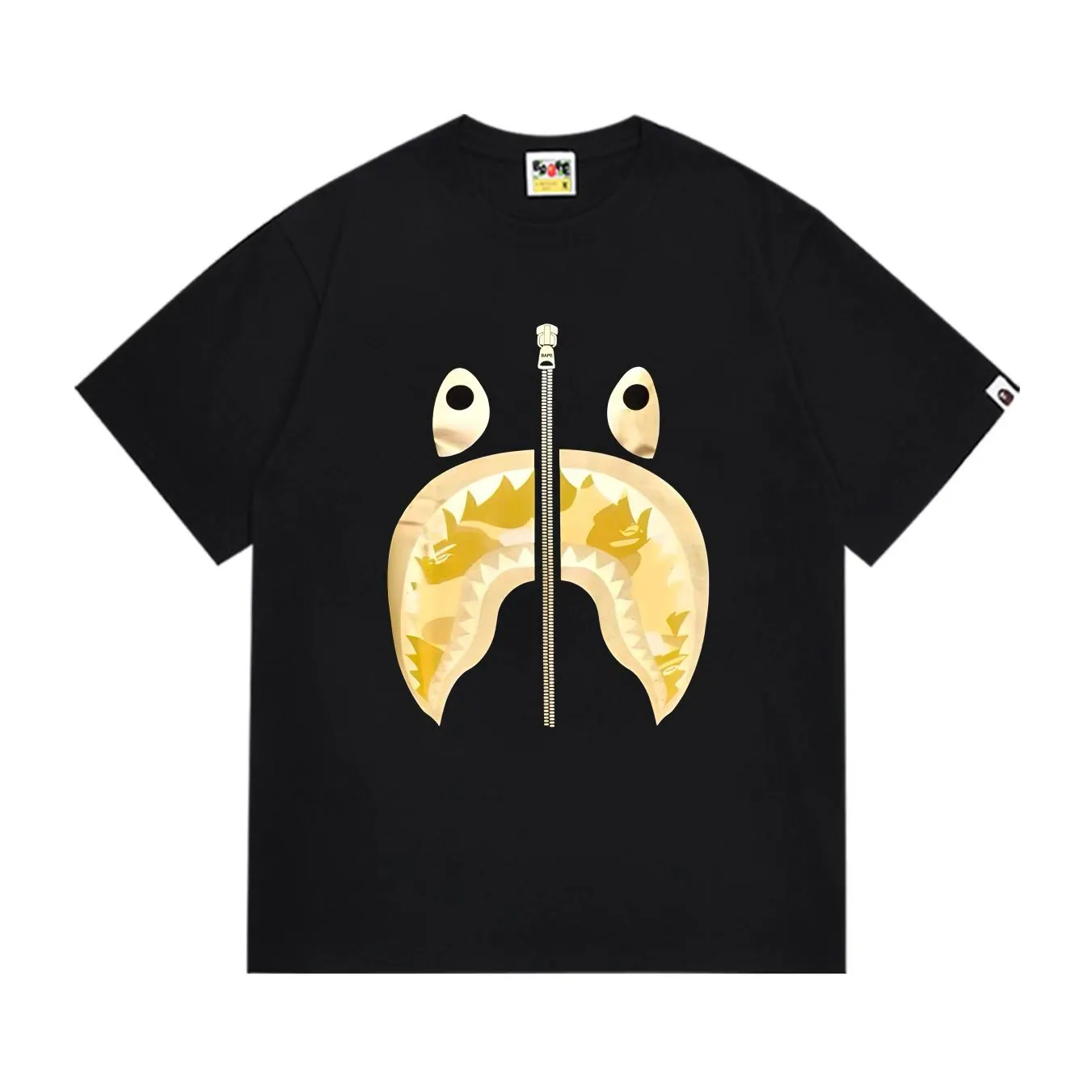 SC1015#p110💰 (top version) BAPE uses 260 grams of high-quality high-weave pure cotton fabric, double yarn combed, soft and non-pilling texture, imported environmentally friendly printing glue, bright and three-dimensional pattern, quality 💥Same style for men and women, the upper body is trendy Color: Black White Size: S M L XL XXL