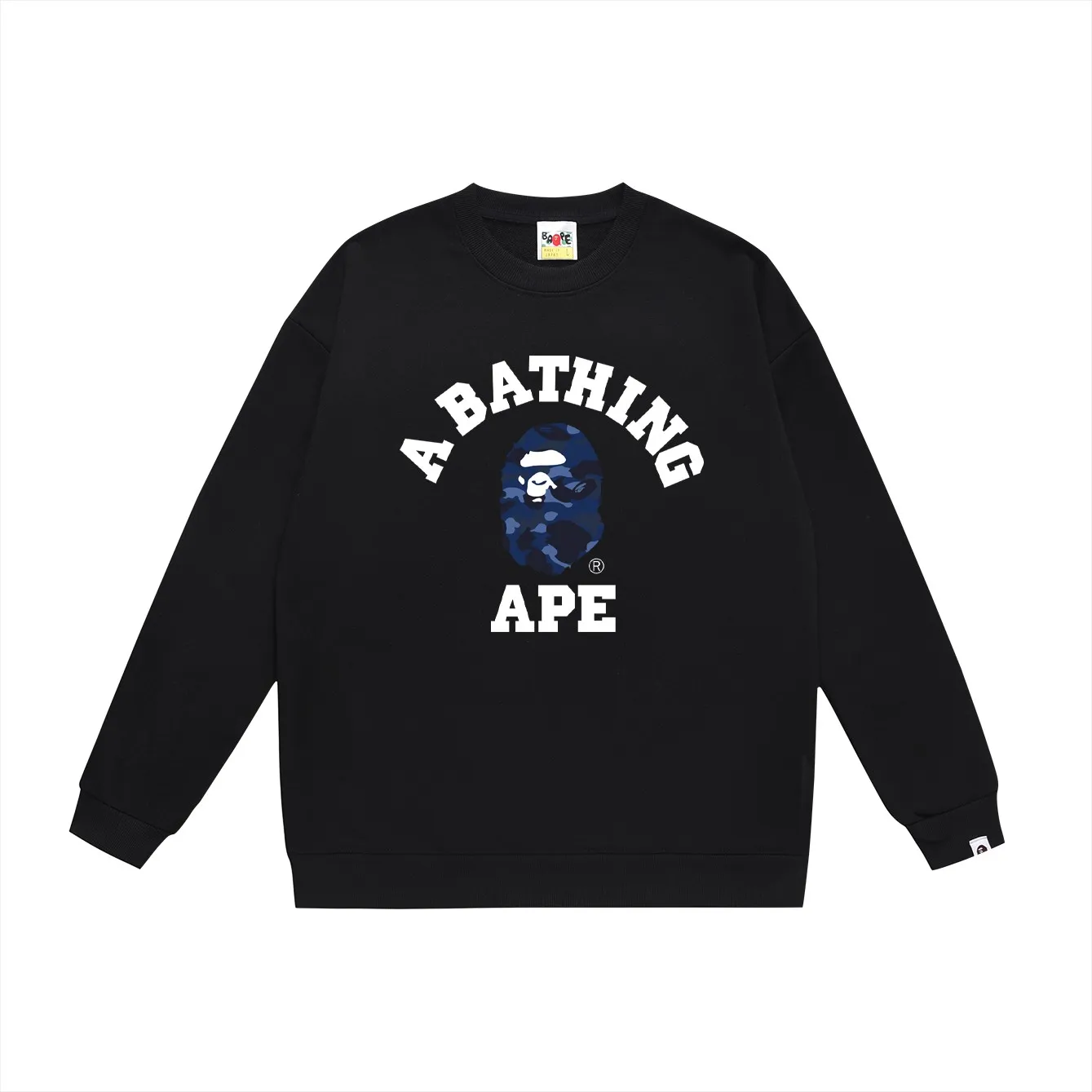 P150 model number SC445# terry 75 plus velvet 80 (top version) BAPE classic monogram ape head pattern loose round neck sweatshirt. Made of 350g large terry (drop shoulder large version) fabric. The texture is soft and non-pilling. Imported environmentally friendly printing glue. The pattern is bright and three-dimensional. Quality 💥Same style for men and women. The upper body is trendy. Color: black white gray Size: S M L XL XXL
