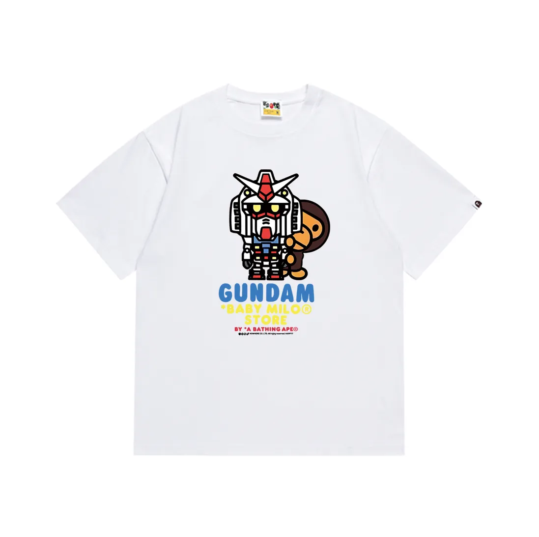 SC189#p110💰 (Top version) BAPE robot monkey cartoon animation pattern printed T-shirt Made of 260 grams of high-quality high-weave pure cotton fabric, double yarn combed, soft texture and no pilling Imported environmentally friendly printing glue, bright and three-dimensional pattern, quality 💥Same style for men and women, the upper body is fashionable Color: black white Size: S M L XL XXL