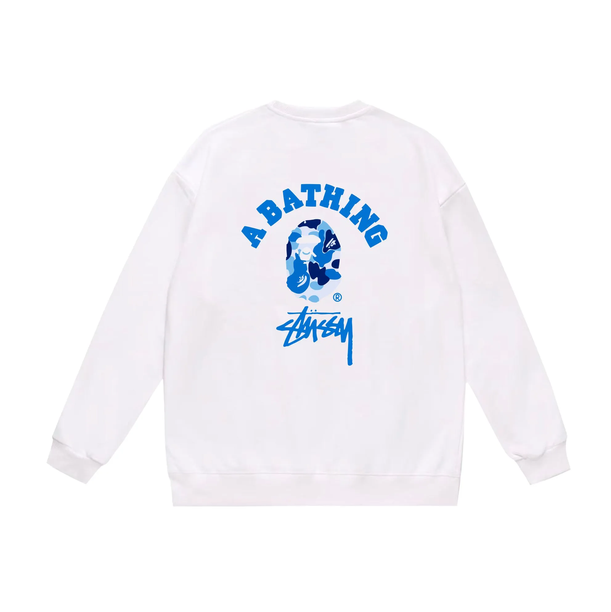 P150 model number SC511# terry 75 plus velvet 80 (top version) BAPE×STUSSY co-branded Stussy letter round neck sweatshirt Made of 350g large terry (drop shoulder large version) fabric, soft and non-pilling, imported environmentally friendly printing glue, bright and three-dimensional pattern, quality 💥Same style for men and women, the upper body is fashionable Color: black white gray Size: S M L XL XXL