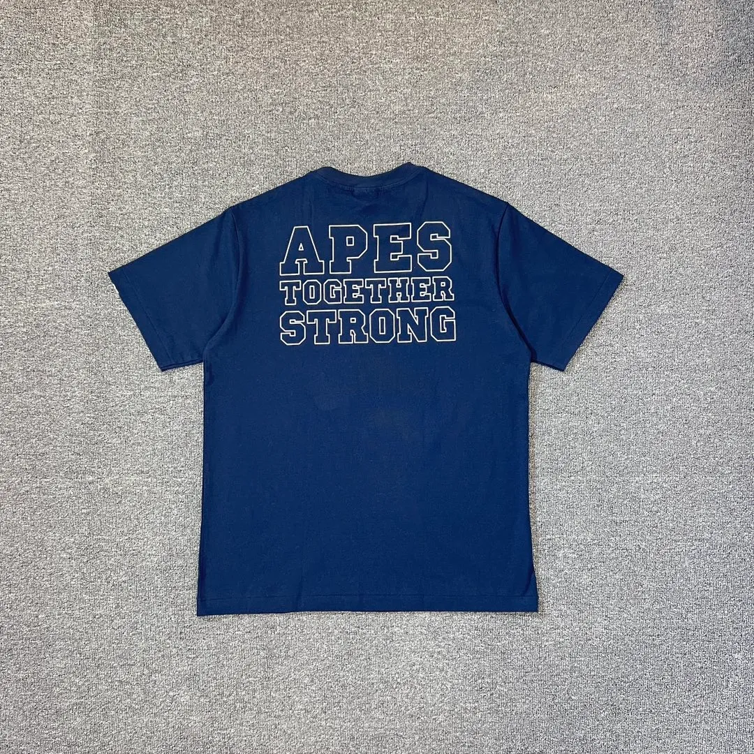 💰140 BAPE classic ape head letter print 280g heavy linen cotton fabric ZP version Couple style: S-XXL [Mi Xing white black navy]