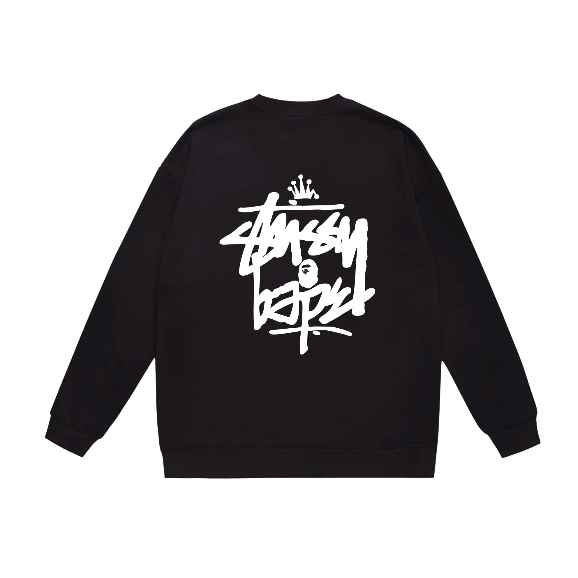 P150 model number SC508# terry 75 plus velvet 80 (top version) BAPE×STUSSY co-branded Stussy letter round neck sweatshirt Made of 350g large terry (drop shoulder large version) fabric, soft and non-pilling texture, imported environmentally friendly printing glue, bright and three-dimensional pattern, quality 💥Same style for men and women. The upper body is trendy. Color: black and red, white and red, gray and red, black and yellow, white and yellow, gray and yellow, black and white, white and black, gray and black. Size: S M L XL XXL