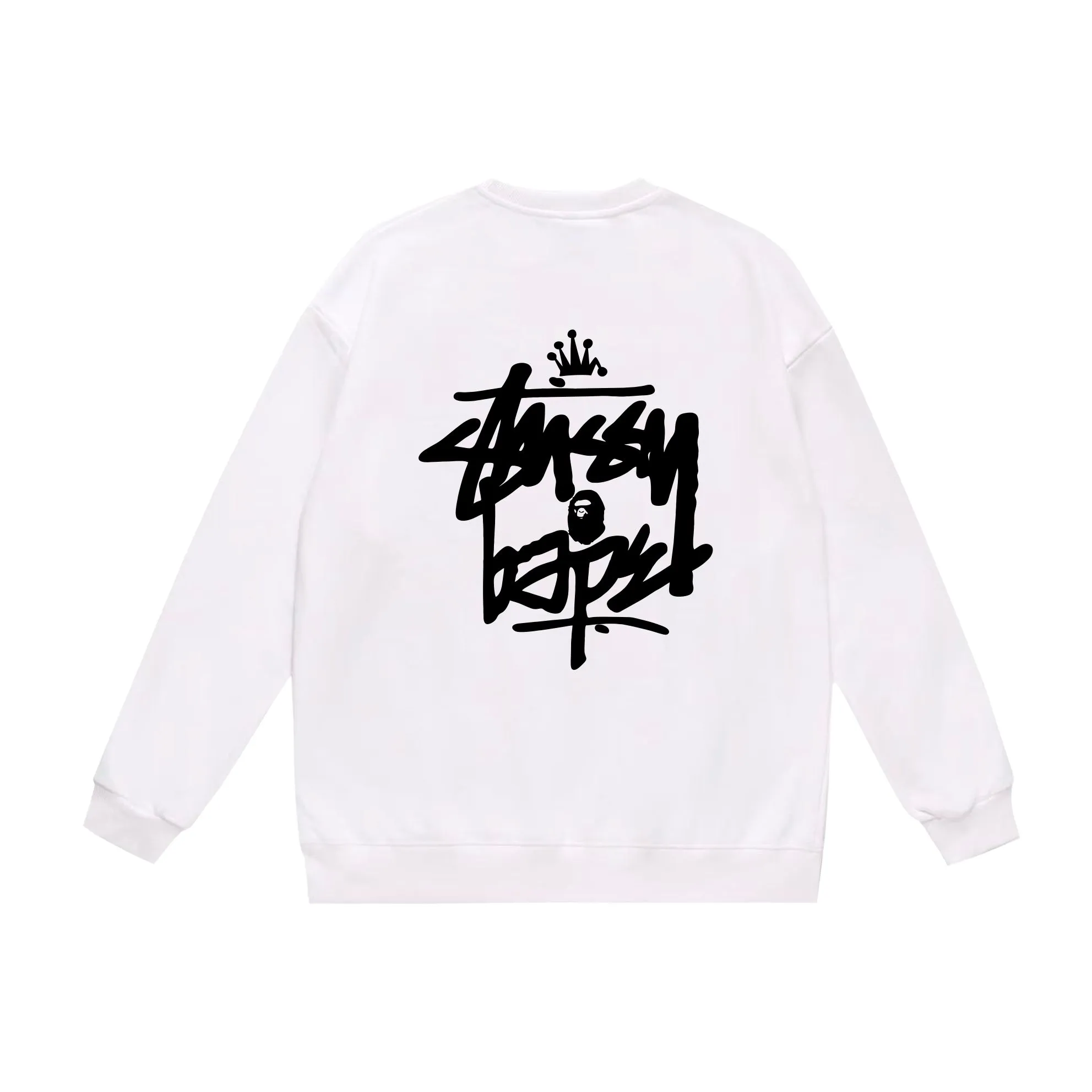 P150 model number SC508# terry 75 plus velvet 80 (top version) BAPE×STUSSY co-branded Stussy letter round neck sweatshirt Made of 350g large terry (drop shoulder large version) fabric, soft and non-pilling texture, imported environmentally friendly printing glue, bright and three-dimensional pattern, quality 💥Same style for men and women. The upper body is trendy. Color: black and red, white and red, gray and red, black and yellow, white and yellow, gray and yellow, black and white, white and black, gray and black. Size: S M L XL XXL