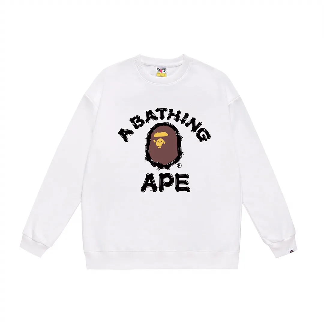 P170 model number SC312# terry 80 plus velvet 85 (top version) BAPE ape head colorful letter printed round neck sweatshirt Made of 350g large terry (drop shoulder large version) fabric, soft texture and no pilling Imported environmentally friendly printing glue The pattern is bright and three-dimensional Quality 💥Same style for men and women The upper body is trendy Color: black white gray Size: S M L XL XXL