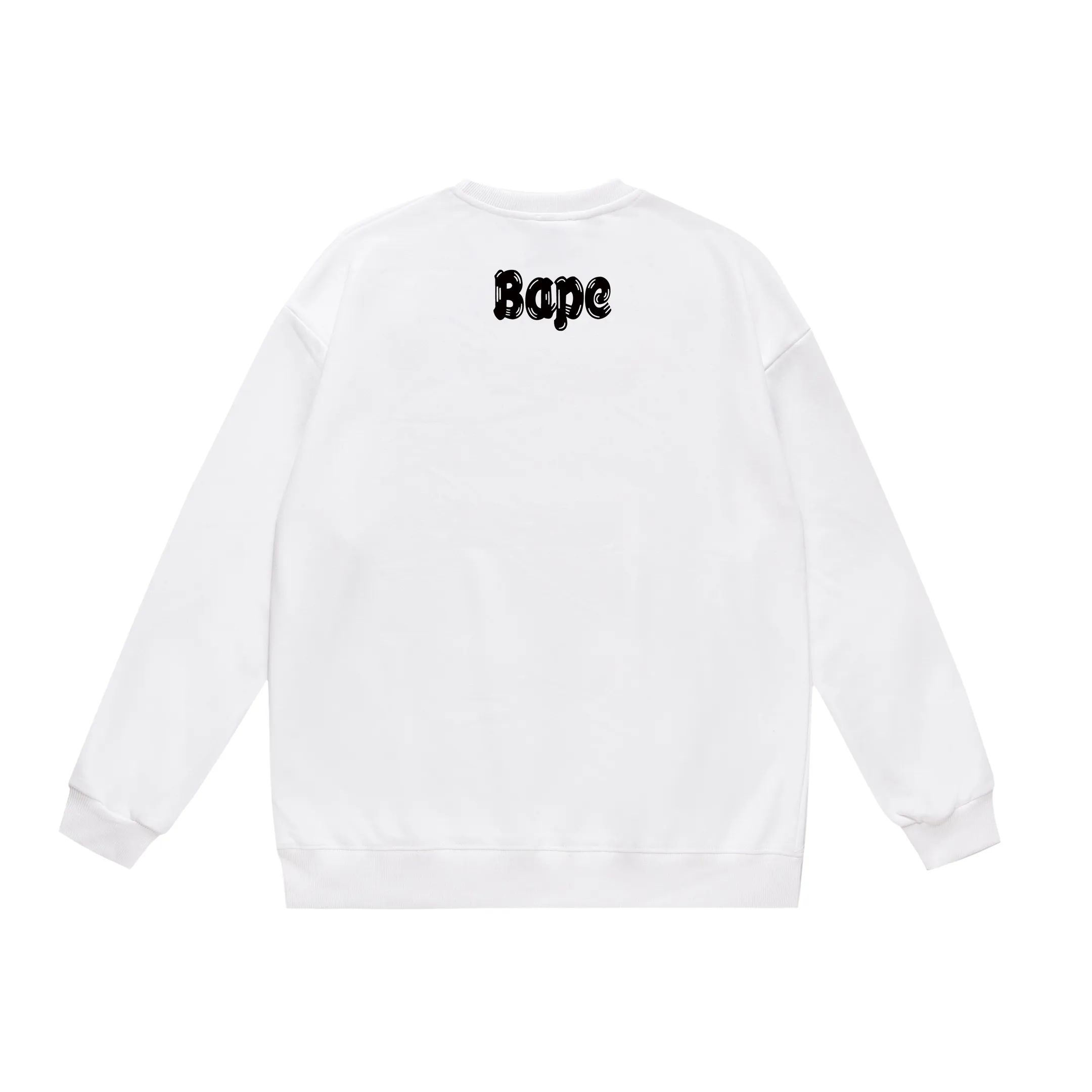 P170 model number SC312# terry 80 plus velvet 85 (top version) BAPE ape head colorful letter printed round neck sweatshirt Made of 350g large terry (drop shoulder large version) fabric, soft texture and no pilling Imported environmentally friendly printing glue The pattern is bright and three-dimensional Quality 💥Same style for men and women The upper body is trendy Color: black white gray Size: S M L XL XXL