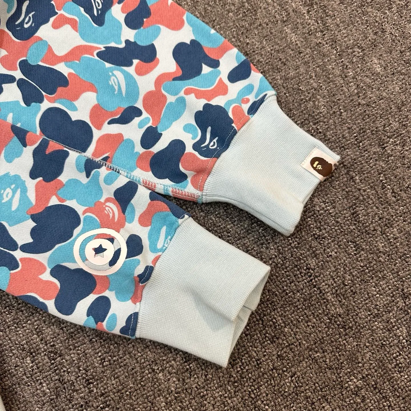 💰420 A BATHING APE BAPE STORE® PACK Series Hangzhou City Limited Shark Splicing Zipper Hooded Sweatshirt Heavy Industry Double Zipper Customized Fabric High Quality Couple Style: S—XXL [Camouflage Light Blue]