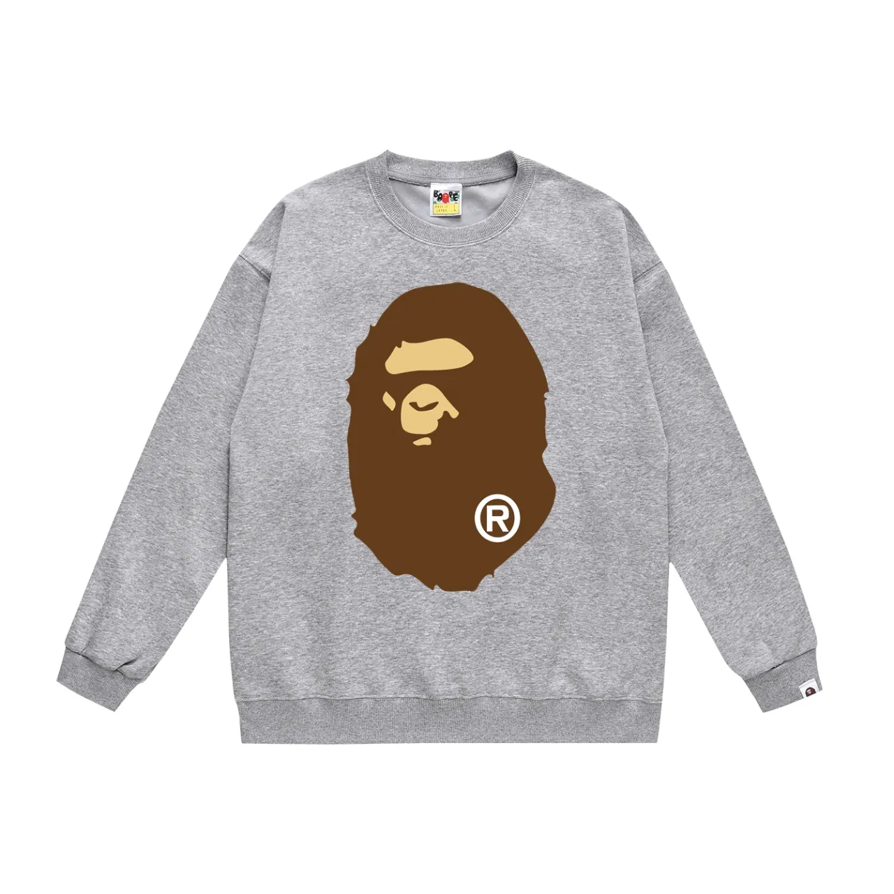 P150 model number SC475# terry 75 plus velvet 80 (top version) BAPE classic front and rear big ape head round neck sweatshirt. Made of 350g large terry (drop shoulder large version) fabric. The texture is soft and non-pilling. Imported environmentally friendly printing glue. The pattern is bright and three-dimensional. Quality 💥Same style for men and women. The upper body is trendy. Color: black white gray Size: S M L XL XXL