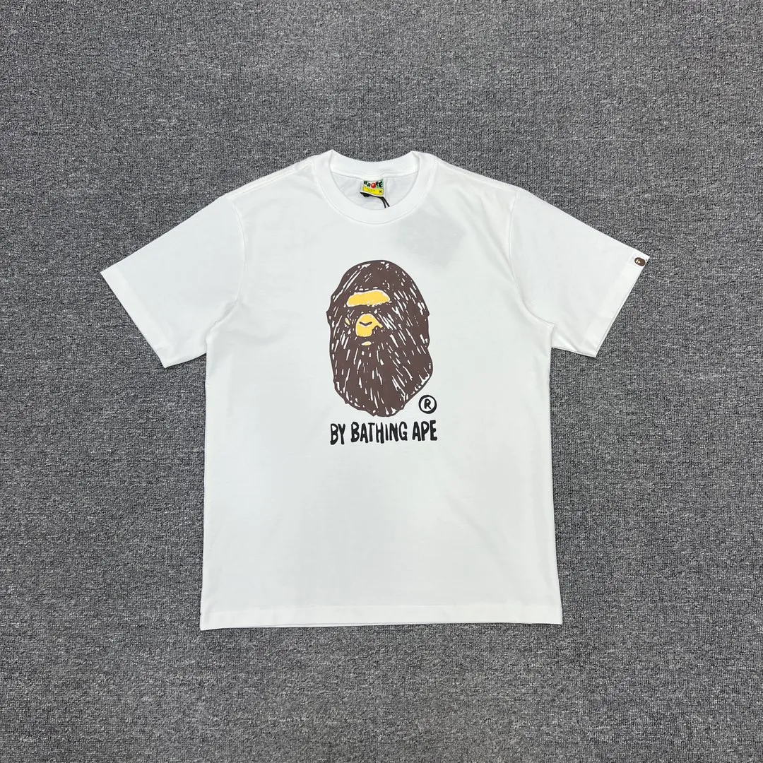 💰140 BAPE FANS SCARF DRAW hand-painted graffiti ape head print 280g weight linen cotton fabric ZP version Couple style: S—XXL [Black White]