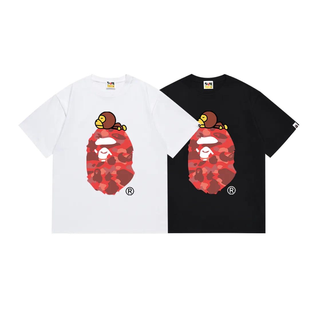 SC163#p110💰 (top version) BAPE Monkey-Ape combination printed short-sleeved T-shirt Made of 260 grams of high-quality high-weave pure cotton fabric, double yarn combed, soft texture and no pilling Imported environmentally friendly printing glue, bright and three-dimensional pattern, quality 💥unisex style, the upper body is fashionable Color: black red black blue black green black purple white red white blue white green white purple Size: S M L XL XXL