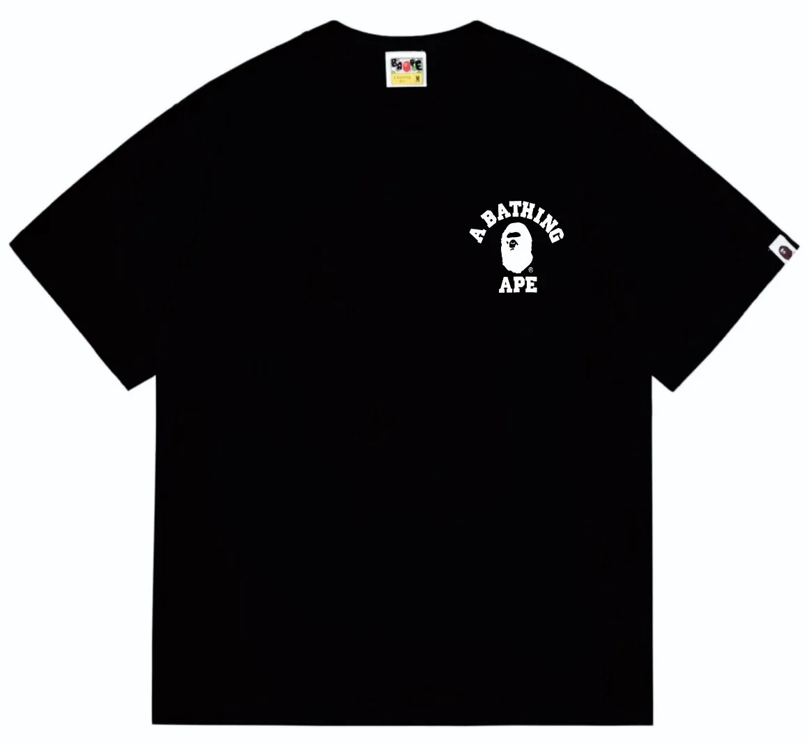 SC248#p110💰 (top version) BAPE classic ape head letter printed short-sleeved T-shirt. Made of 260 grams of high-quality high-weave pure cotton fabric. Double yarn combed, soft texture and no pilling. Imported environmentally friendly printing glue. Bright and three-dimensional pattern. Quality💥Same style for men and women. The upper body is trendy. Color: black, white, navy blue, apricot. Size: S M L XL XXL