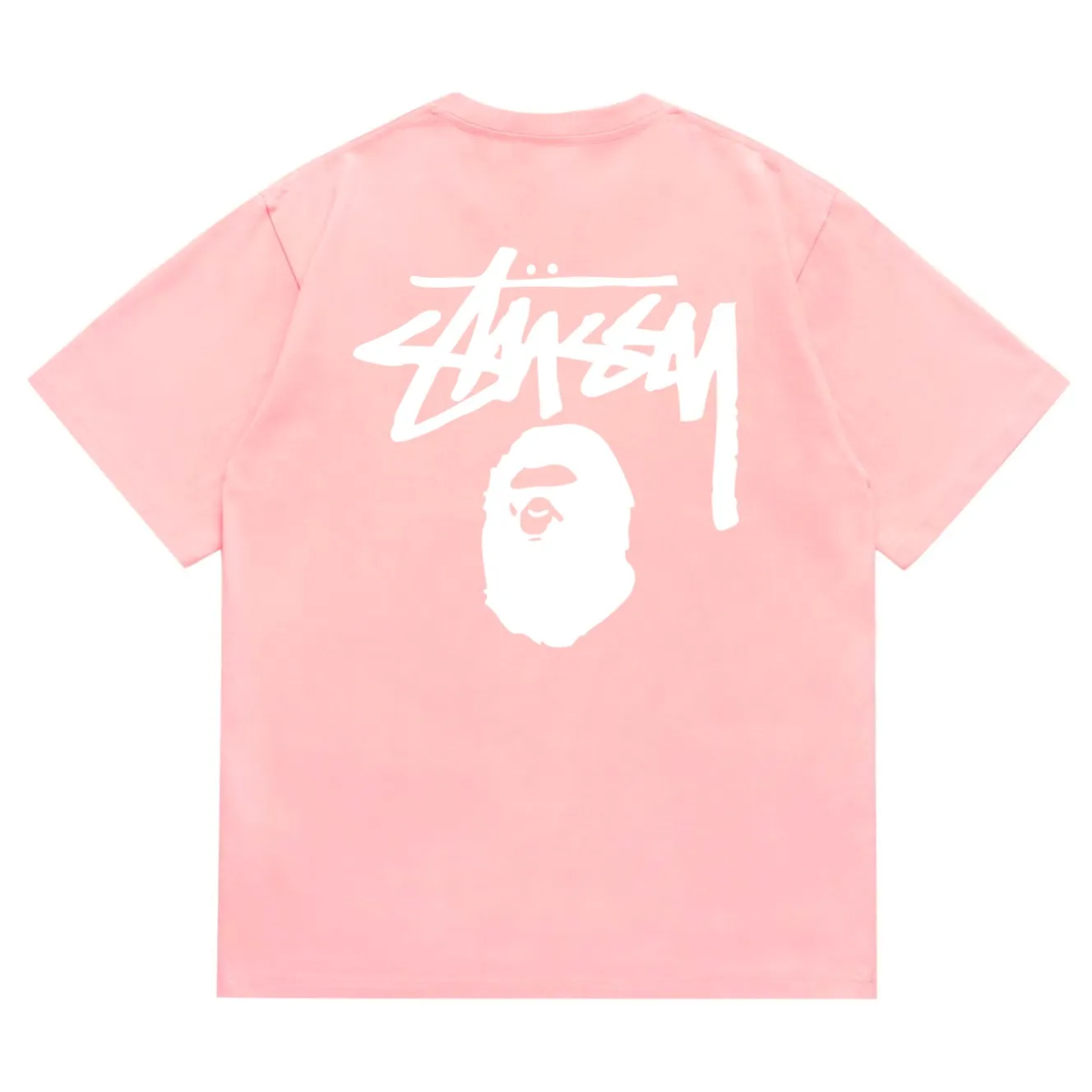 SC201#p110💰 (Top version) BAPE×Stussy co-branded Stussy letter ape print T-shirt Made of 260 grams of high-quality high-weave pure cotton fabric, double yarn combed, soft and non-pilling, imported environmentally friendly printing glue, bright and three-dimensional pattern, quality 💥Same style for men and women, the upper body is fashionable Color: black and white, gray and white, pink and white, red and white, white and black, gray and black, pink and black, red and black Size: S M L XL XXL
