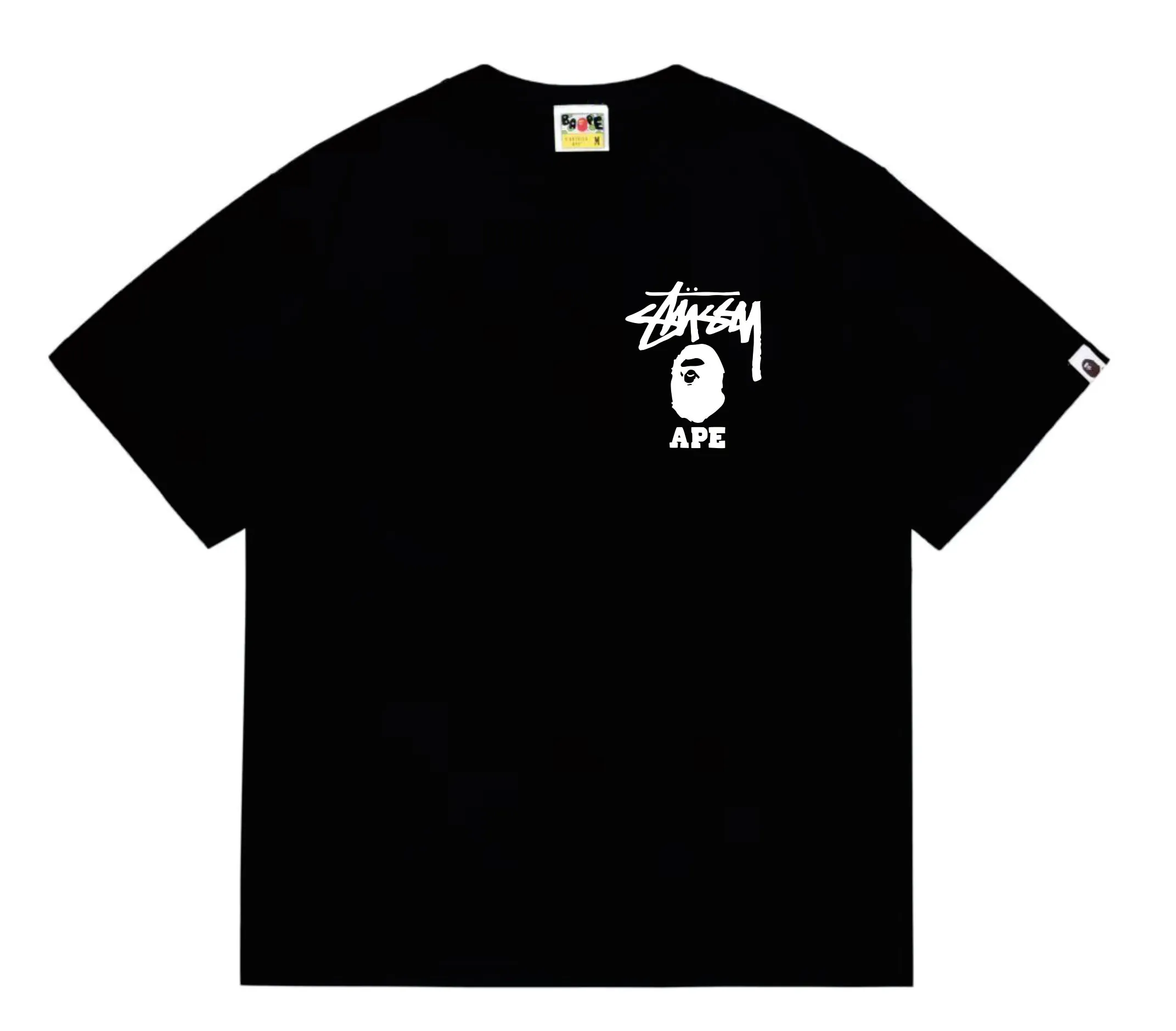 SC202#p110💰 (top version) BAPE×Stussy co-branded Stussy letter ape print T-shirt Made of 260 grams of high-quality high-weave pure cotton fabric, double yarn combed, soft texture without pilling, imported environmentally friendly printing glue, bright and three-dimensional pattern, quality 💥Same style for men and women, the upper body is fashionable Color: black pink white pink gray pink pink pink red pink black and white gray and white pink and white red and white white and black Gray and black Pink and black Red and black Size: S M L XL XXL