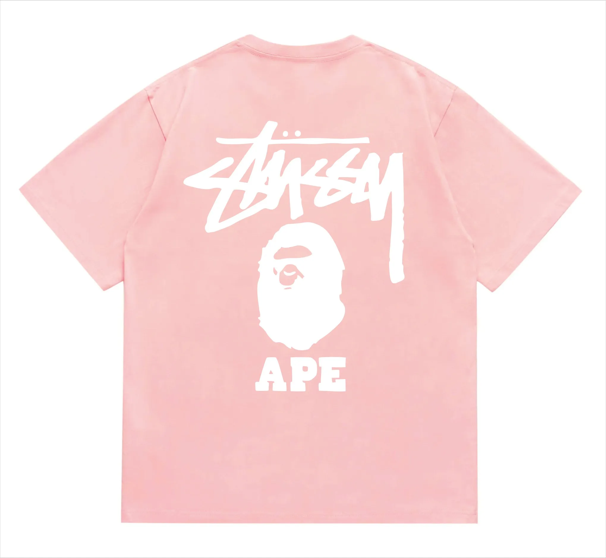SC202#p110💰 (top version) BAPE×Stussy co-branded Stussy letter ape print T-shirt Made of 260 grams of high-quality high-weave pure cotton fabric, double yarn combed, soft texture without pilling, imported environmentally friendly printing glue, bright and three-dimensional pattern, quality 💥Same style for men and women, the upper body is fashionable Color: black pink white pink gray pink pink pink red pink black and white gray and white pink and white red and white white and black Gray and black Pink and black Red and black Size: S M L XL XXL