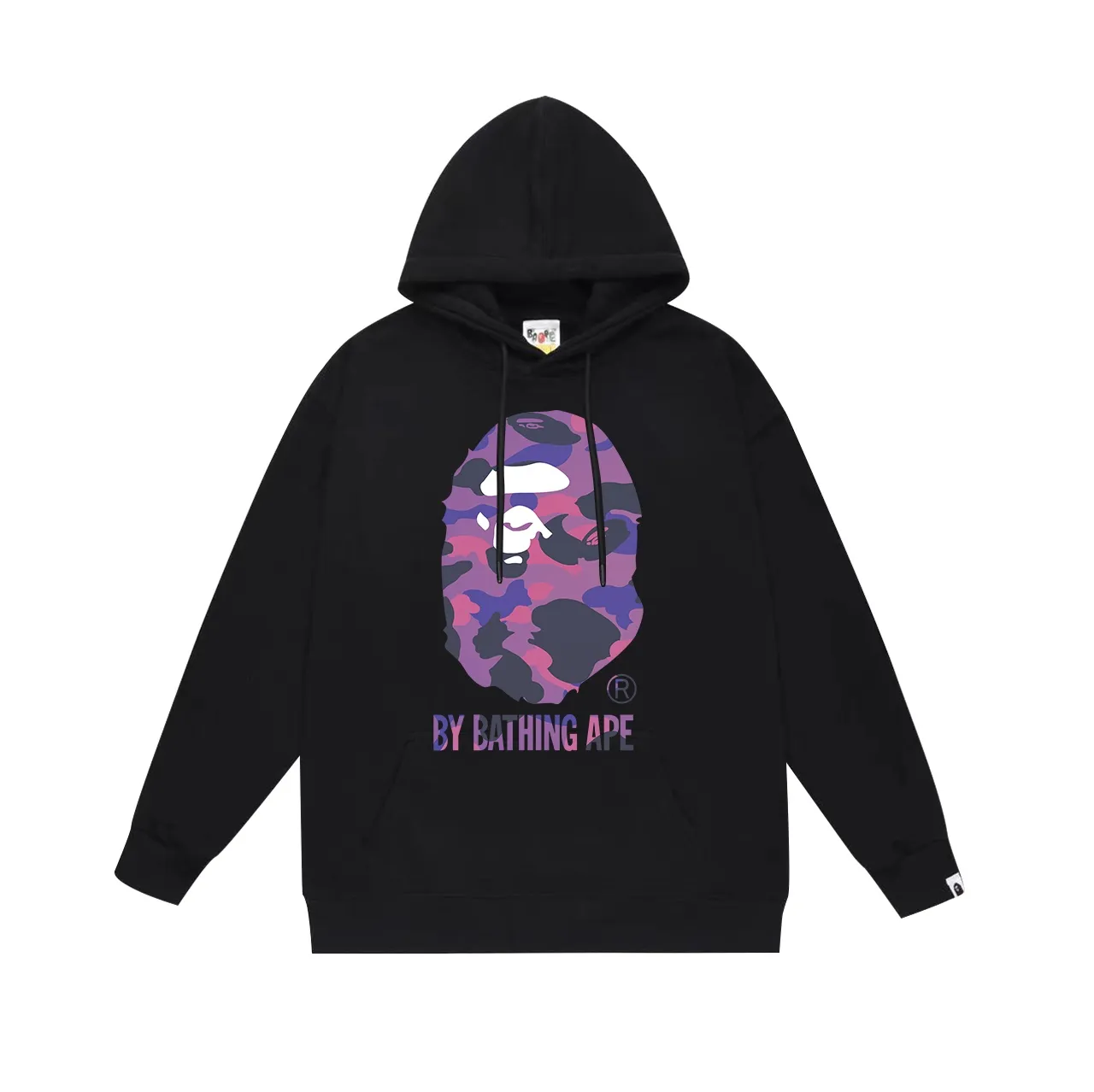 Model No. SC645# terry p160 plus velvet p180💰 (top version) BAPE camouflage great ape letter print hooded sweatshirt Made of 380g large terry 430g silver fox velvet (drop shoulder large version) fabric, soft and non-pilling, imported environmentally friendly printing glue, bright and three-dimensional pattern, quality 💥Same style for men and women. The upper body is trendy. Color: black purple white purple gray purple Size: S M L XL XXL