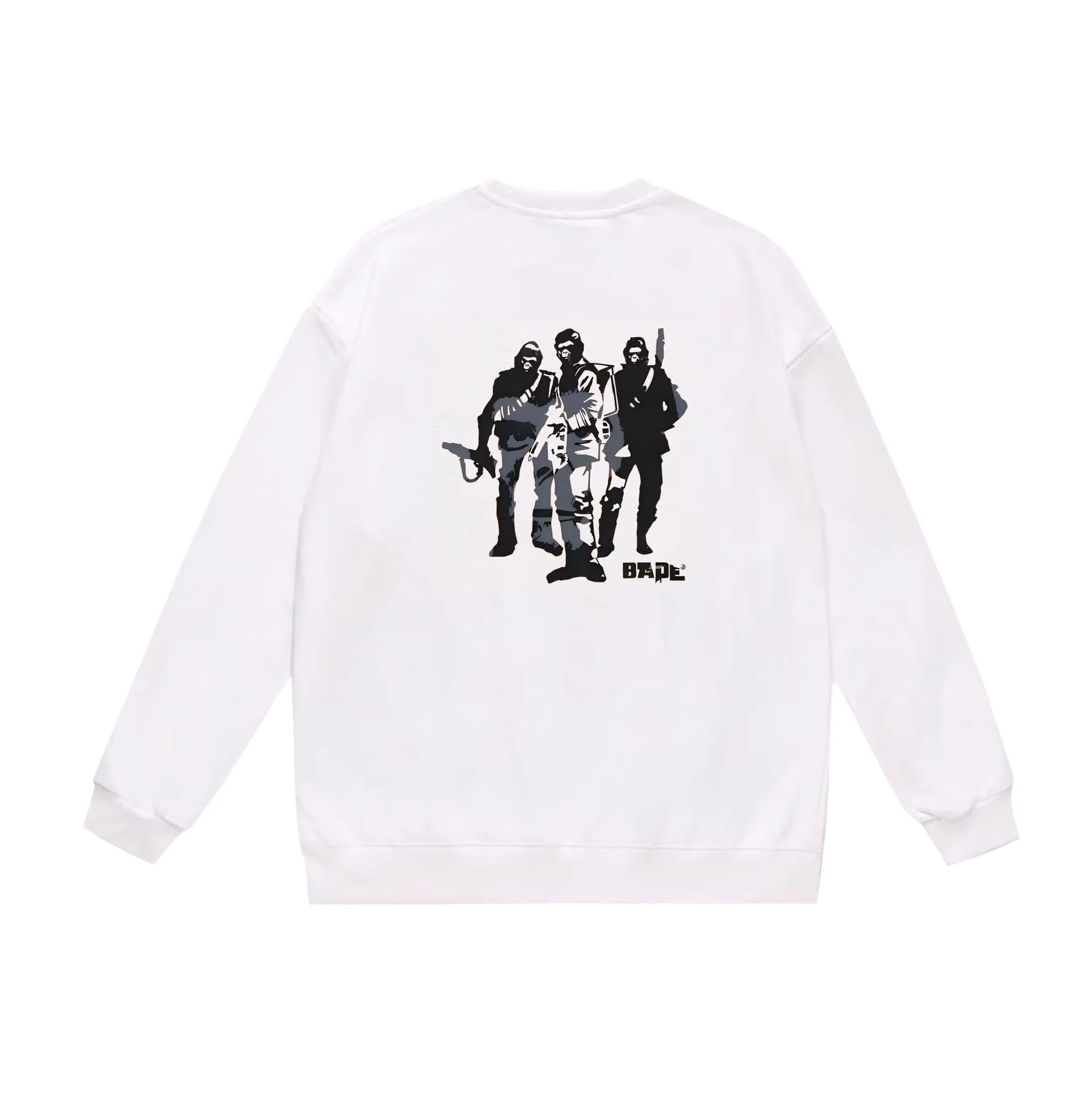 P170 model number SC569# terry 80 plus velvet 85 (top version) BAPE Ape Army letter printed round neck sweatshirt Made of 350g large terry (drop shoulder large version) fabric, soft and non-pilling, imported environmentally friendly printing glue, bright and three-dimensional pattern, quality 💥Same style for men and women, the upper body is fashionable Color: black white gray Size: S M L XL XXL