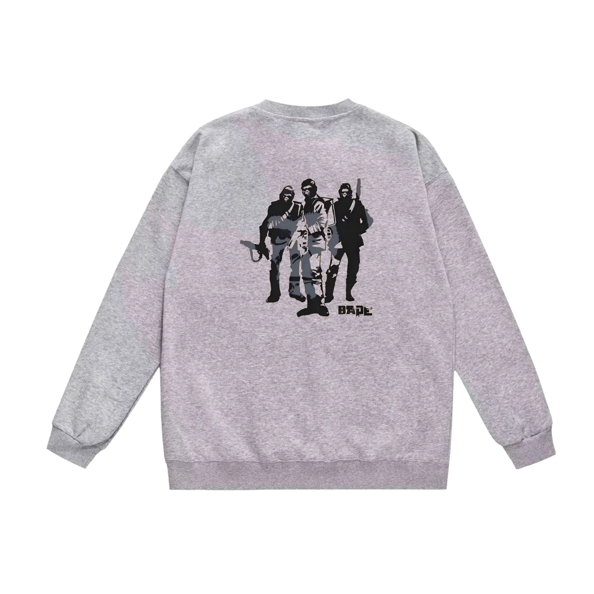 P170 model number SC569# terry 80 plus velvet 85 (top version) BAPE Ape Army letter printed round neck sweatshirt Made of 350g large terry (drop shoulder large version) fabric, soft and non-pilling, imported environmentally friendly printing glue, bright and three-dimensional pattern, quality 💥Same style for men and women, the upper body is fashionable Color: black white gray Size: S M L XL XXL