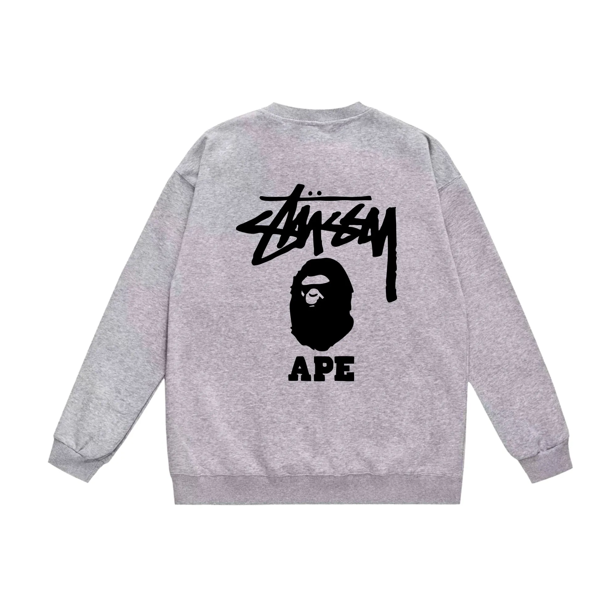 P150 model number SC502# terry 75 plus velvet 80 (top version) BAPE×STUSSY co-branded Stussy letter round neck sweatshirt Made of 350g large terry (large version with dropped shoulders) fabric, soft texture and no pilling Imported environmentally friendly printing glue, bright and three-dimensional pattern, quality 💥Same style for men and women, the upper body is fashionable Color: black pink white pink gray pink black white gray Size: S M L XL XXL