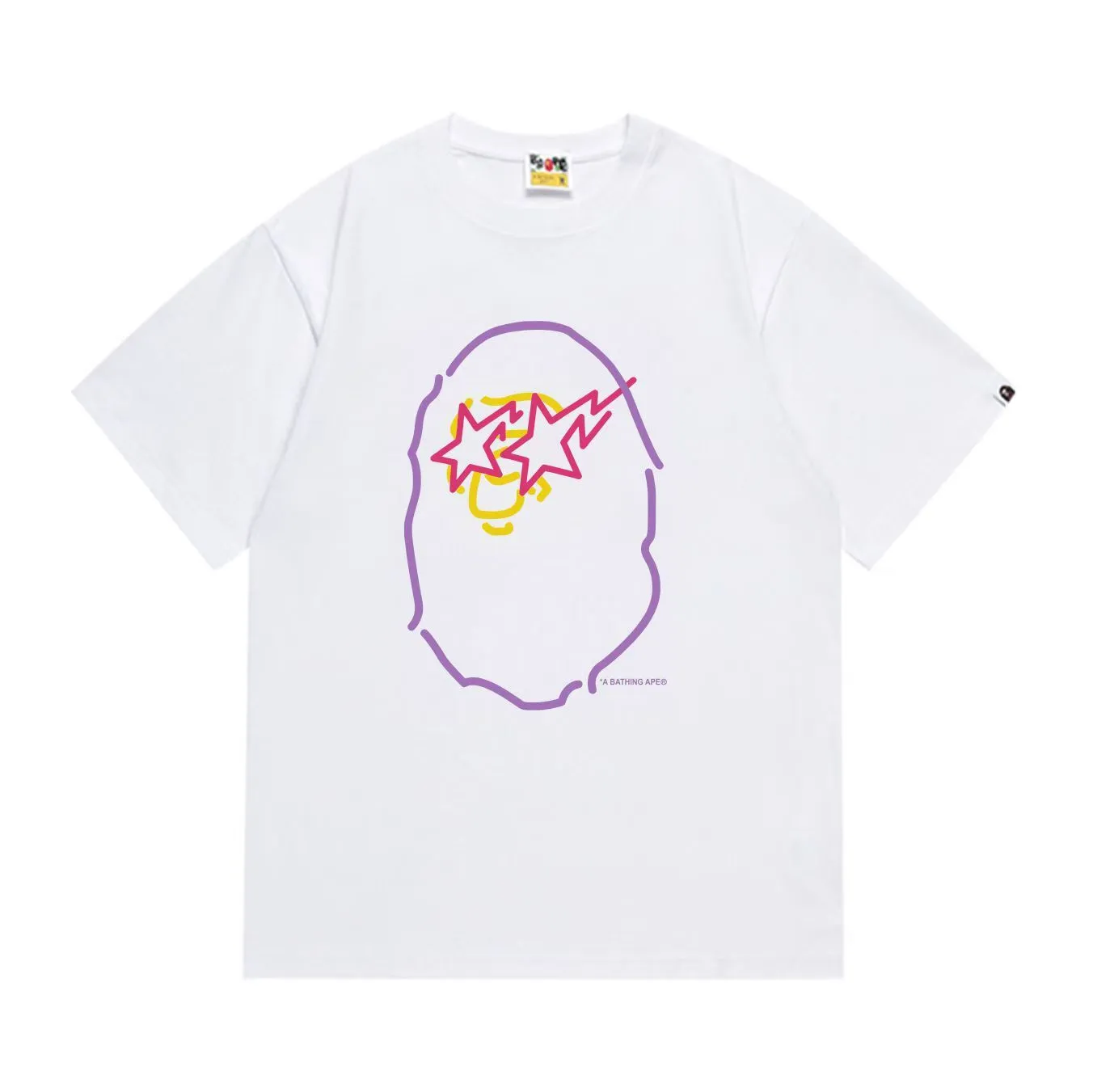 SC274#p110💰 (top version) BAPE is made of 260 grams of high-quality high-weave pure cotton fabric, double yarn combed, soft and non-pilling, imported environmentally friendly printing glue, bright and three-dimensional patterns, quality 💥Same style for men and women, the upper body is trendy Color: Black White Size: S M L XL XXL