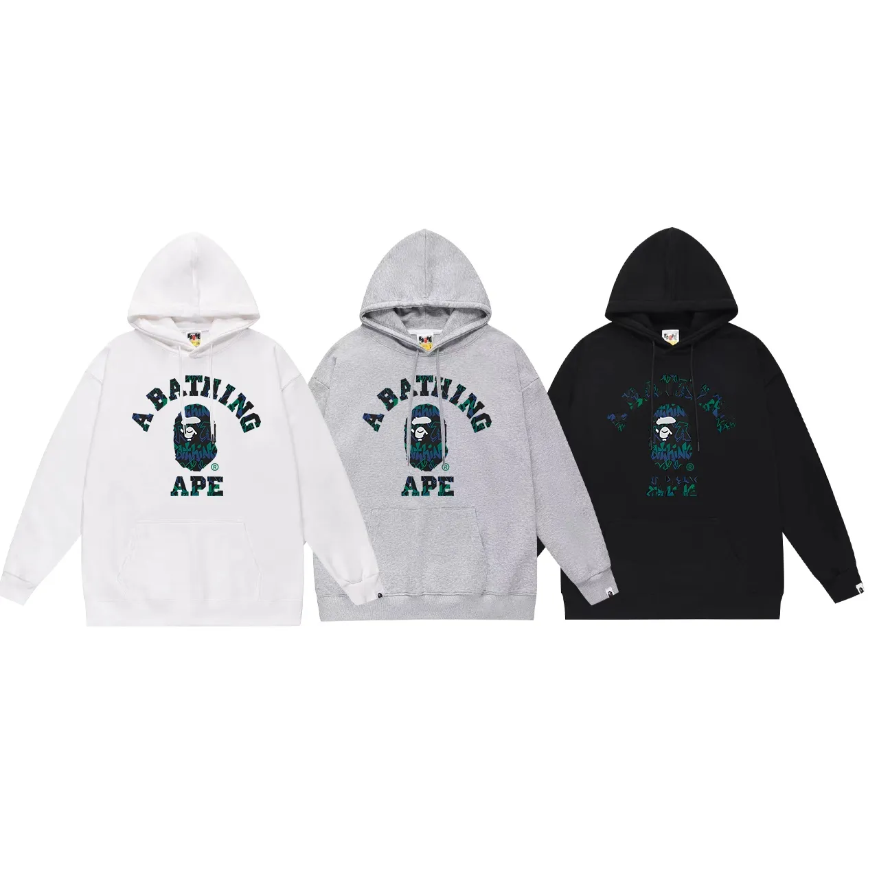Model No. SC724# Terry p160 plus velvet 180💰 (top version) BAPE ape head letter printed hooded sweatshirt Made of 380g large terry (drop shoulder large version) fabric, soft and non-pilling, imported environmentally friendly printing glue, bright and three-dimensional pattern, quality 💥Same style for men and women. The upper body is trendy. Color: black white gray Size: S M L XL XXL