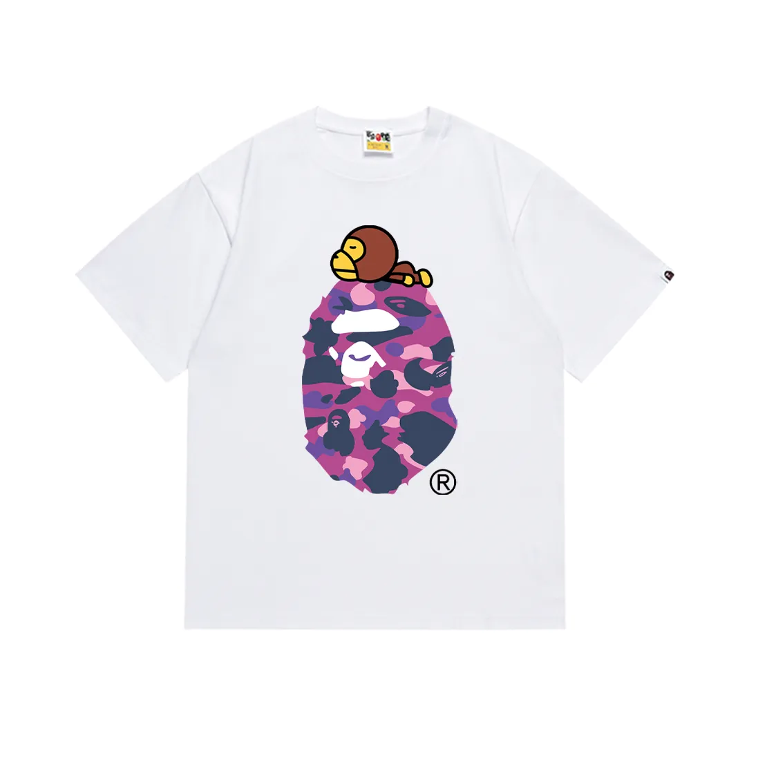 SC163#p110💰 (top version) BAPE Monkey-Ape combination printed short-sleeved T-shirt Made of 260 grams of high-quality high-weave pure cotton fabric, double yarn combed, soft texture and no pilling Imported environmentally friendly printing glue, bright and three-dimensional pattern, quality 💥unisex style, the upper body is fashionable Color: black red black blue black green black purple white red white blue white green white purple Size: S M L XL XXL