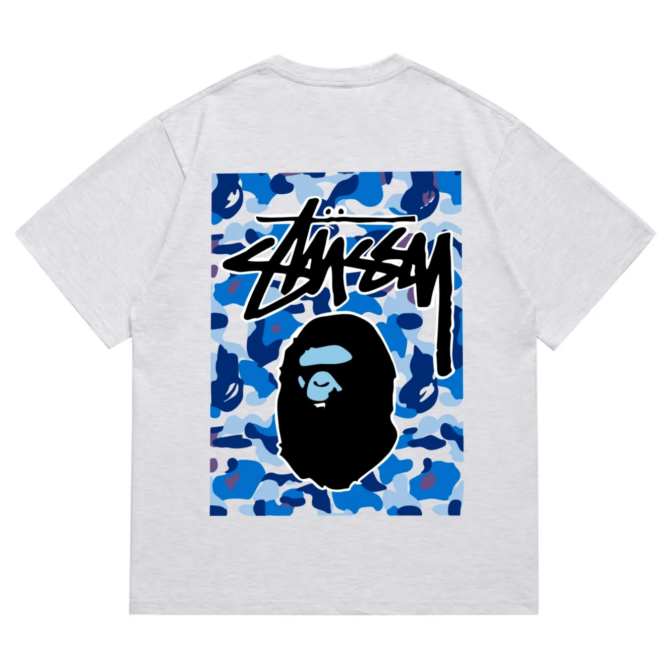 SC203#p110💰 (Top version) BAPE×Stussy co-branded Stussy letter ape print T-shirt Made of 260 grams of high-quality high-weave pure cotton fabric, double yarn combed, soft texture without pilling, imported environmentally friendly printing glue, bright and three-dimensional pattern, quality 💥Same style for men and women, the upper body is fashionable Color: black, blue and white, white, blue and white, pink, blue and white, gray, blue and white, red, blue and white, black, blue and black, white, blue and black Pink blue black Gray blue black Red blue black Size: S M L XL XXL