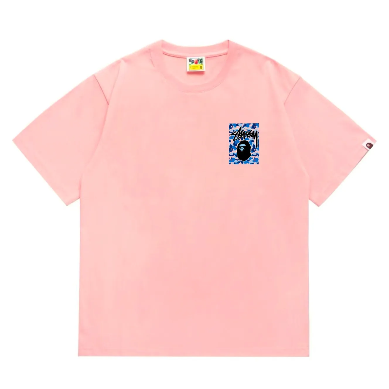 SC203#p110💰 (Top version) BAPE×Stussy co-branded Stussy letter ape print T-shirt Made of 260 grams of high-quality high-weave pure cotton fabric, double yarn combed, soft texture without pilling, imported environmentally friendly printing glue, bright and three-dimensional pattern, quality 💥Same style for men and women, the upper body is fashionable Color: black, blue and white, white, blue and white, pink, blue and white, gray, blue and white, red, blue and white, black, blue and black, white, blue and black Pink blue black Gray blue black Red blue black Size: S M L XL XXL