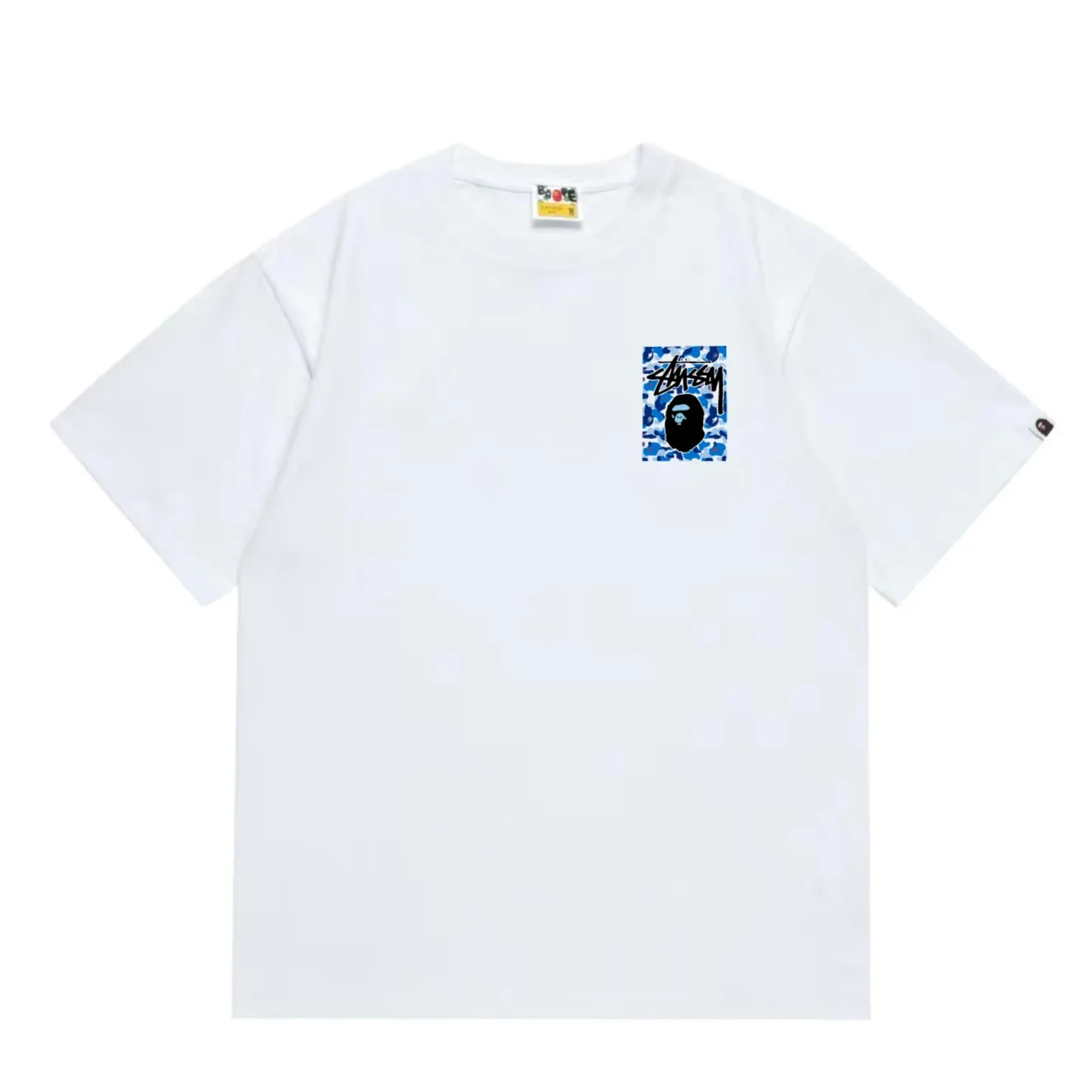 SC203#p110💰 (Top version) BAPE×Stussy co-branded Stussy letter ape print T-shirt Made of 260 grams of high-quality high-weave pure cotton fabric, double yarn combed, soft texture without pilling, imported environmentally friendly printing glue, bright and three-dimensional pattern, quality 💥Same style for men and women, the upper body is fashionable Color: black, blue and white, white, blue and white, pink, blue and white, gray, blue and white, red, blue and white, black, blue and black, white, blue and black Pink blue black Gray blue black Red blue black Size: S M L XL XXL