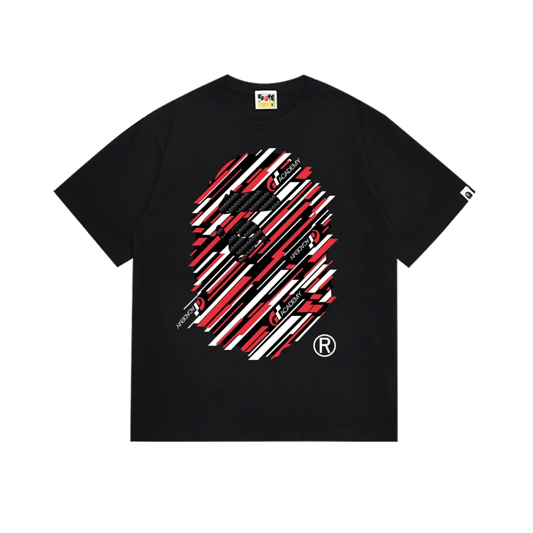 SC152#p110💰 (top version) BAPE✖️GT co-branded twill ape head letter printed short-sleeved T-shirt Made of 260 grams of high-quality high-weave pure cotton fabric, double yarn combed, soft and non-pilling. Imported environmentally friendly printing glue, bright and three-dimensional pattern, quality 💥Same style for men and women. The upper body is trendy. Color: black white Size: S M L XL XXL