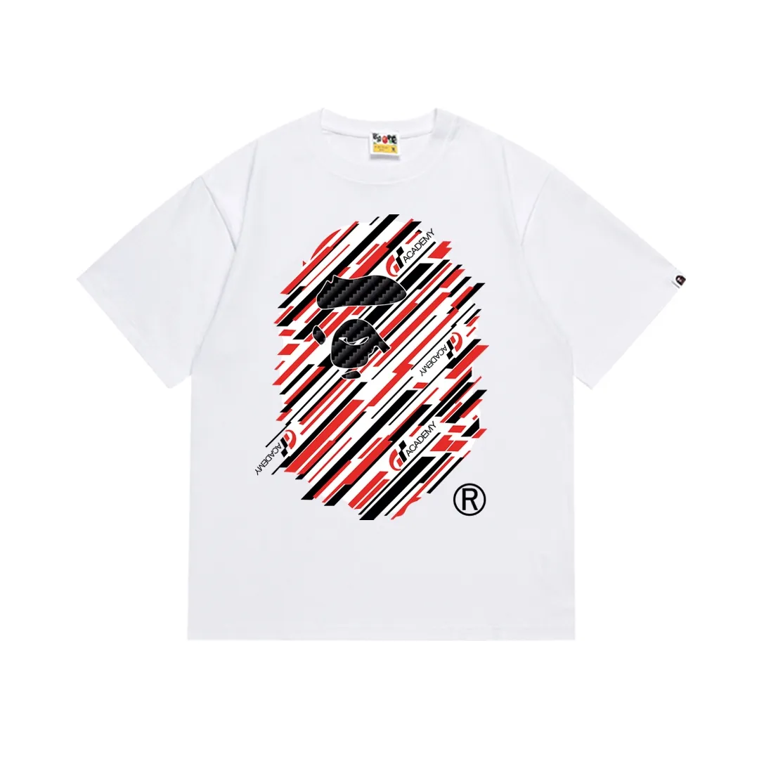 SC152#p110💰 (top version) BAPE✖️GT co-branded twill ape head letter printed short-sleeved T-shirt Made of 260 grams of high-quality high-weave pure cotton fabric, double yarn combed, soft and non-pilling. Imported environmentally friendly printing glue, bright and three-dimensional pattern, quality 💥Same style for men and women. The upper body is trendy. Color: black white Size: S M L XL XXL