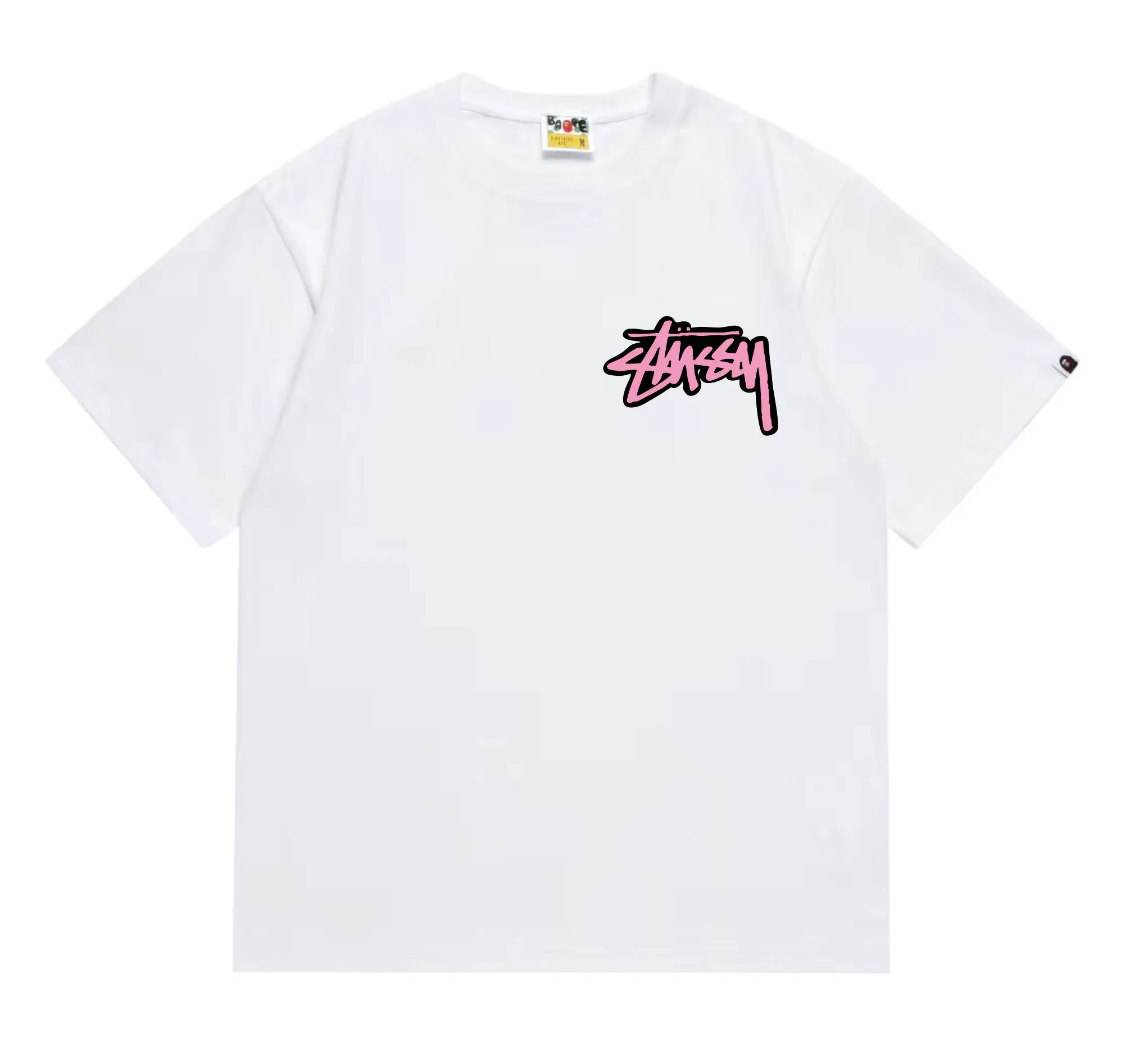 SC206#p110💰 (top version) BAPE×Stussy co-branded Stussy letter ape print T-shirt Made of 260 grams of high-quality high-weave pure cotton fabric, double yarn combed, soft texture and no pilling Imported environmentally friendly printing glue, bright and three-dimensional pattern, quality 💥Same style for men and women, the upper body is fashionable Color: black and white, gray and white, pink and white, red and white, white and black, gray and black, pink and black, red and black Size: S M L XL XXL