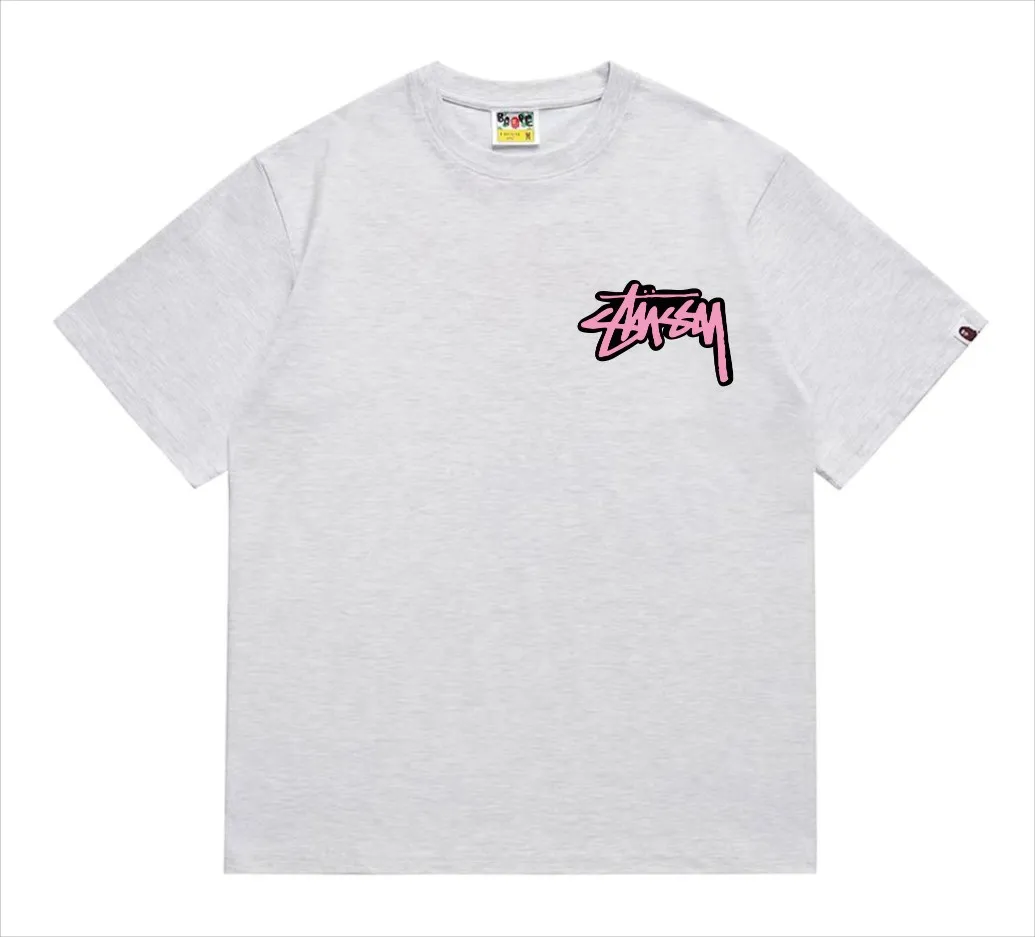 SC206#p110💰 (top version) BAPE×Stussy co-branded Stussy letter ape print T-shirt Made of 260 grams of high-quality high-weave pure cotton fabric, double yarn combed, soft texture and no pilling Imported environmentally friendly printing glue, bright and three-dimensional pattern, quality 💥Same style for men and women, the upper body is fashionable Color: black and white, gray and white, pink and white, red and white, white and black, gray and black, pink and black, red and black Size: S M L XL XXL