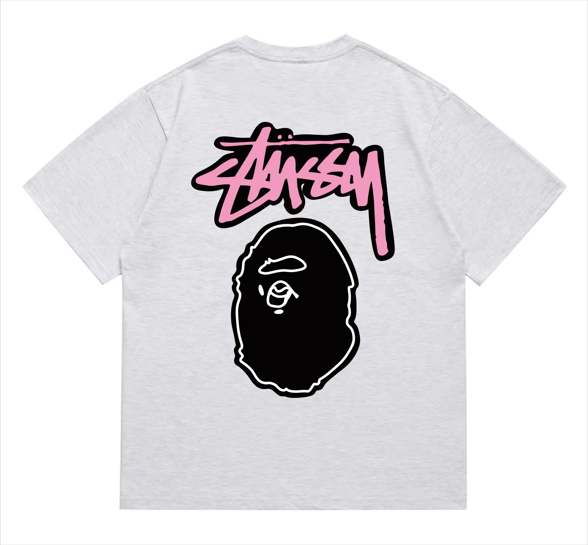 SC206#p110💰 (top version) BAPE×Stussy co-branded Stussy letter ape print T-shirt Made of 260 grams of high-quality high-weave pure cotton fabric, double yarn combed, soft texture and no pilling Imported environmentally friendly printing glue, bright and three-dimensional pattern, quality 💥Same style for men and women, the upper body is fashionable Color: black and white, gray and white, pink and white, red and white, white and black, gray and black, pink and black, red and black Size: S M L XL XXL