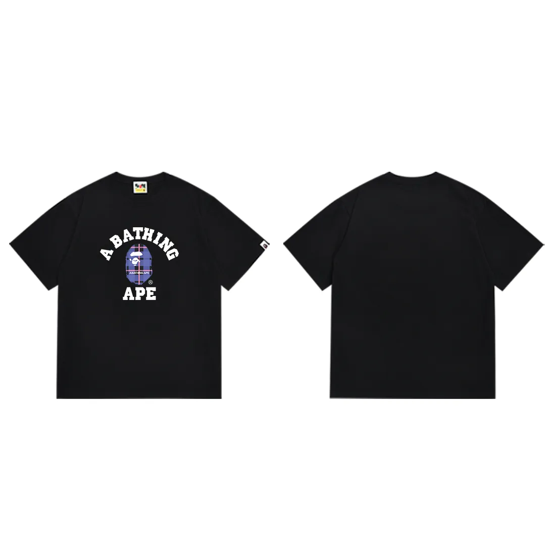 SC196#p110💰 (top version) BAPE ape head classic letter plaid pattern printed T-shirt Made of 260 grams of high-quality high-weave pure cotton fabric, double yarn combed, soft texture and no pilling Imported environmentally friendly printing glue, bright and three-dimensional pattern, quality 💥Same style for men and women, the upper body is fashionable Color: black white Size: S M L XL XXL