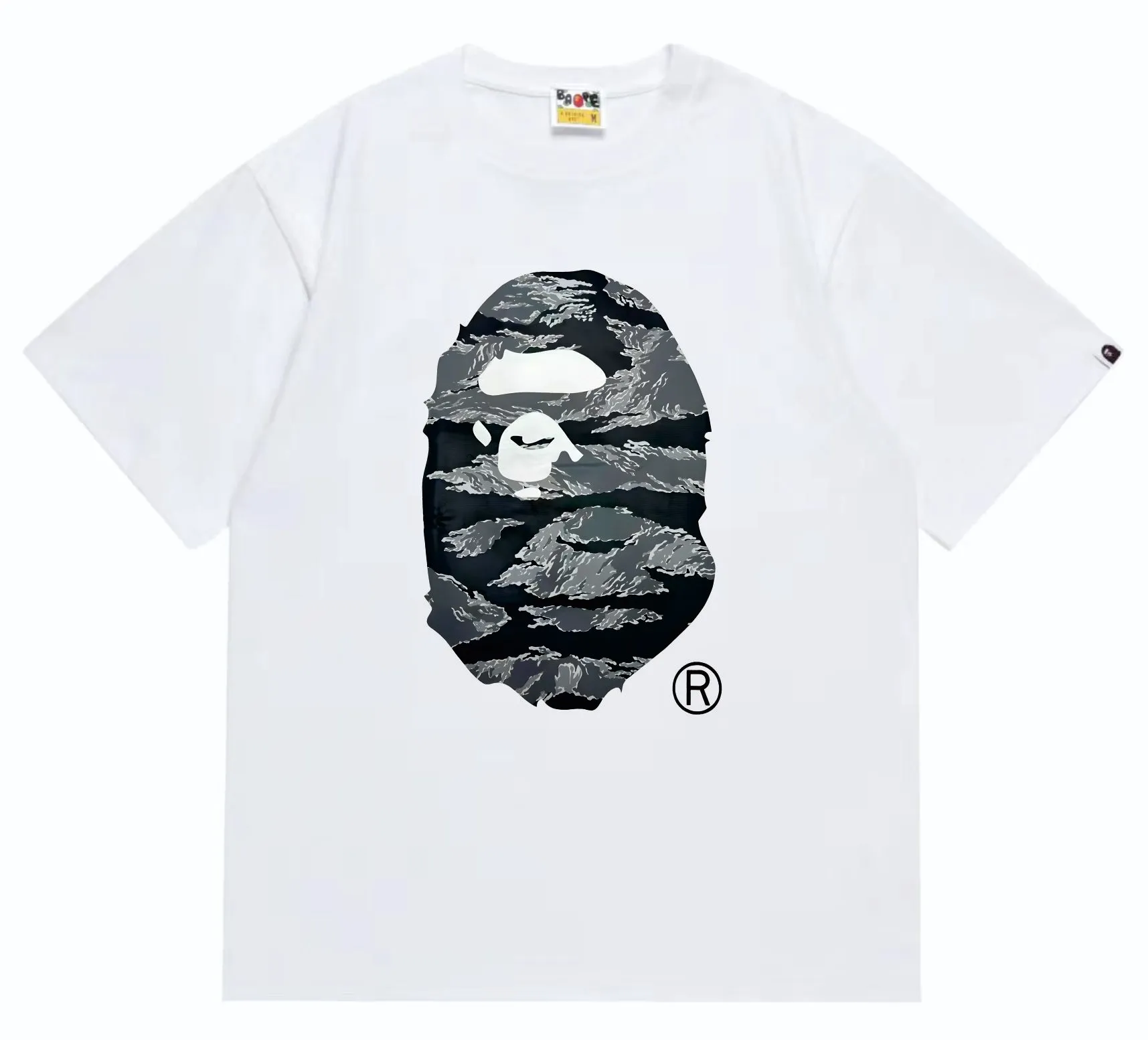 SC253#p110💰 (Top version) BAPE tiger pattern camouflage ape head print T-shirt Made of 260 grams of high-quality high-weave pure cotton fabric, double yarn combed, soft texture and no pilling Imported environmentally friendly printing glue, bright and three-dimensional pattern, quality 💥Same style for men and women, the upper body is fashionable Color: black white Size: S M L XL XXL
