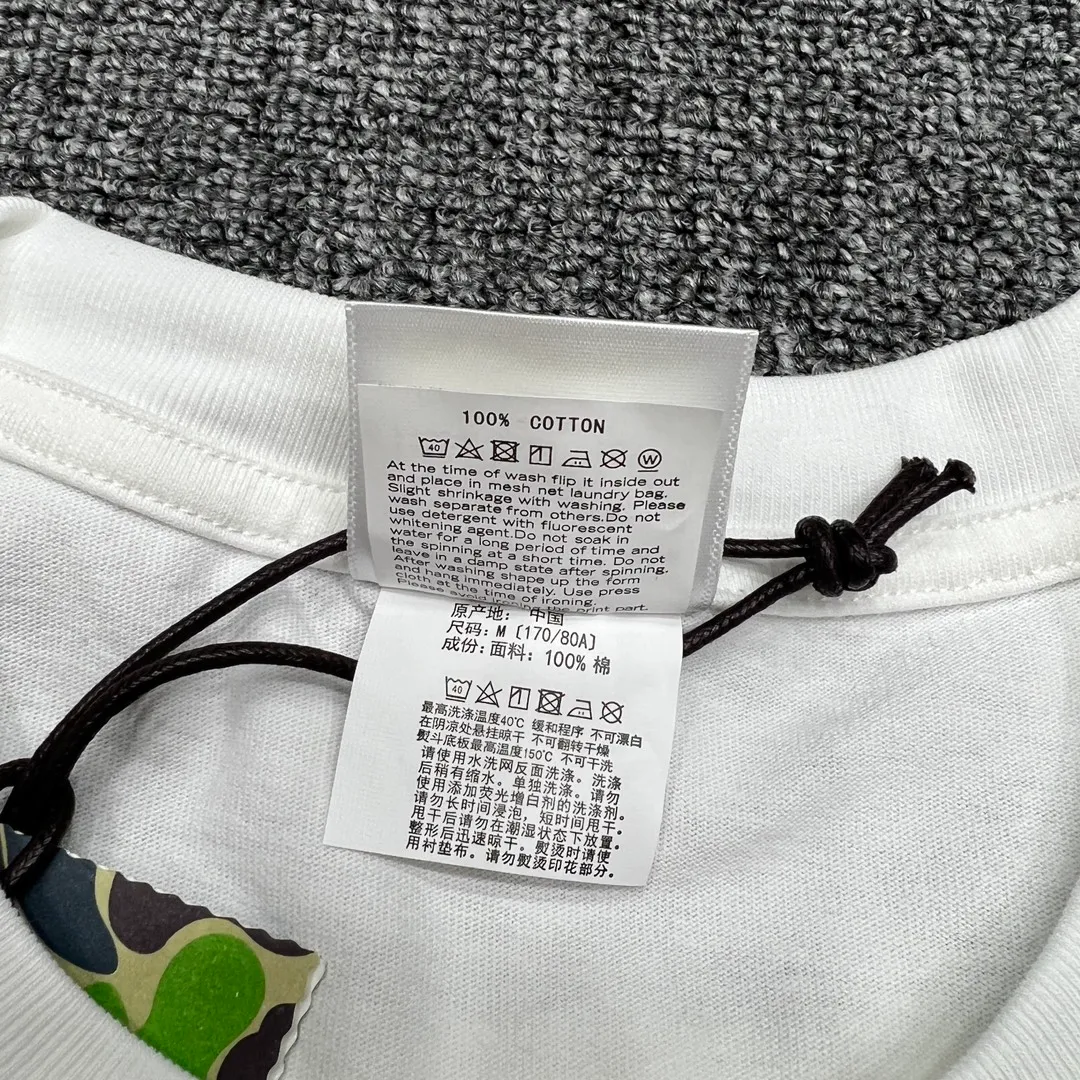 💰140 Bape Ape Head Smoking Print Los Angeles Limited Linen Cotton 280g Customized Fabric Couple Style: S—XXL [Black White]