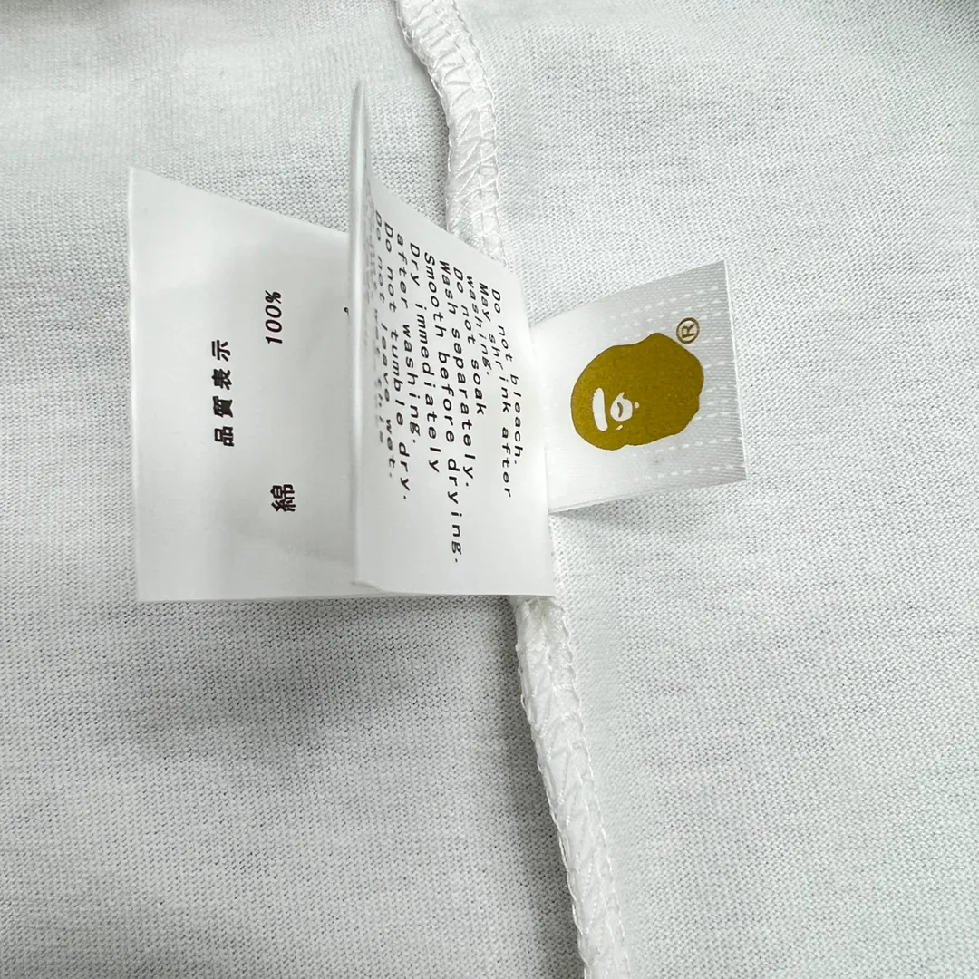 💰140 BAPE colorful letters ape head print short-sleeved T-shirt 270g weight linen cotton fabric ZP version couple style: S-XXL [black white]