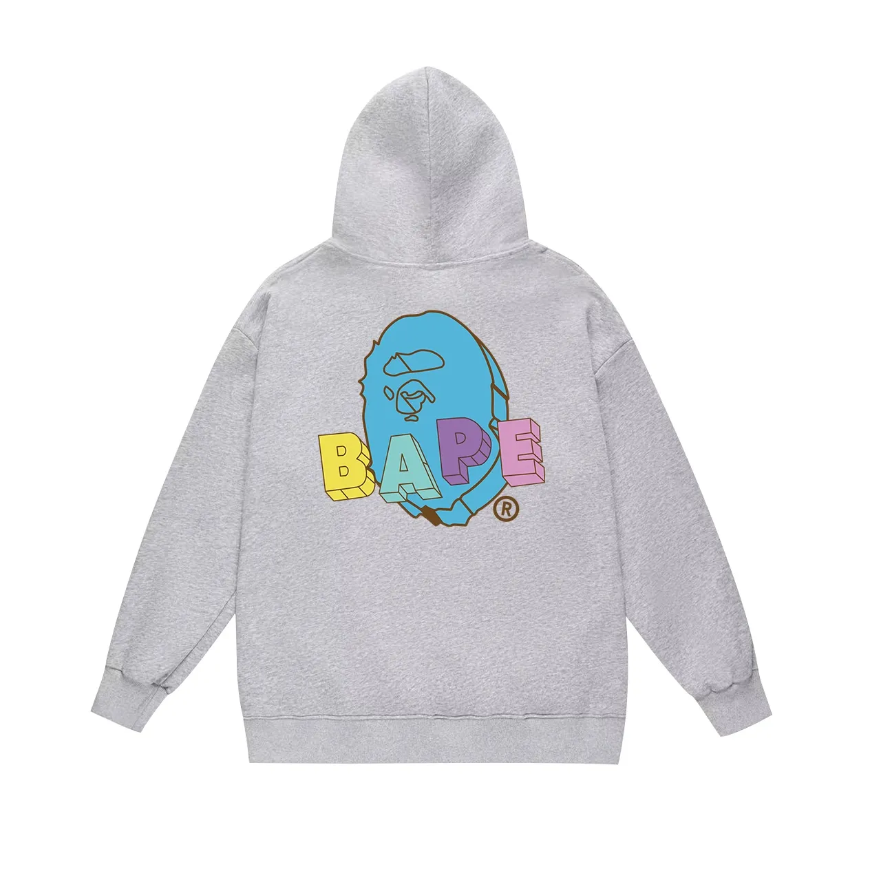 Model No. SC687#terry p160 plus velvet p180💰 (top version) BAPE colorful ape head popsicle letter printed hooded sweatshirt. Made of 380g large terry 430g silver fox velvet (drop shoulder large version) fabric. The texture is soft and non-pilling. Imported environmentally friendly printing glue. The pattern is bright and three-dimensional. Quality💥Same style for men and women. The upper body is trendy. Color: black white gray Size: S M L XL XXL
