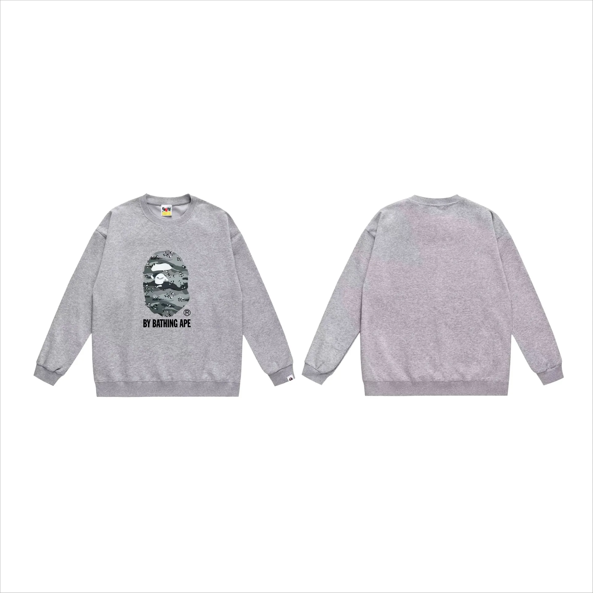 P170 model number SC542# terry 80 plus velvet 85 (top version) BAPE desert ape head letter print round neck sweatshirt Made of 350g large terry (drop shoulder large version) fabric, soft texture and no pilling Imported environmentally friendly printing glue The pattern is bright and three-dimensional Quality 💥Same style for men and women The upper body is trendy Color: Black and yellow White and yellow Gray and yellow Black and gray White and gray Gray and gray Size: S M L XL XXL