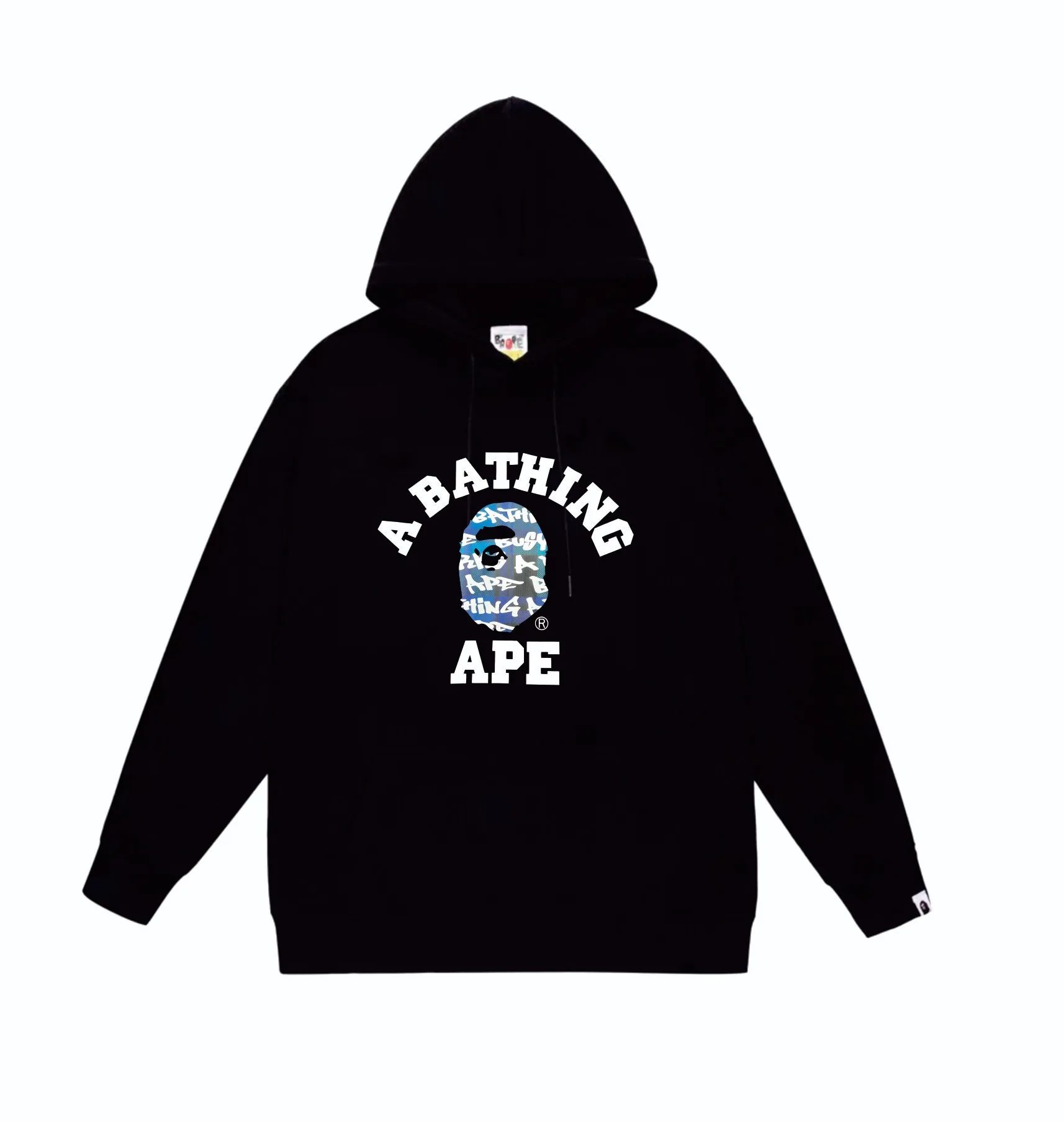 P160 model number SC859# terry 80 plus velvet 90 (top version) BAPE ape head letter print graffiti plaid pattern hooded sweatshirt Made of 380g large terry (drop shoulder large version) fabric, soft and non-pilling texture, imported environmentally friendly printing glue, bright and three-dimensional pattern, quality 💥Same style for men and women. The upper body is trendy. Color: black and blue, white and blue, gray and blue, black and red, white and red, gray and blue. Size: S M L XL XXL