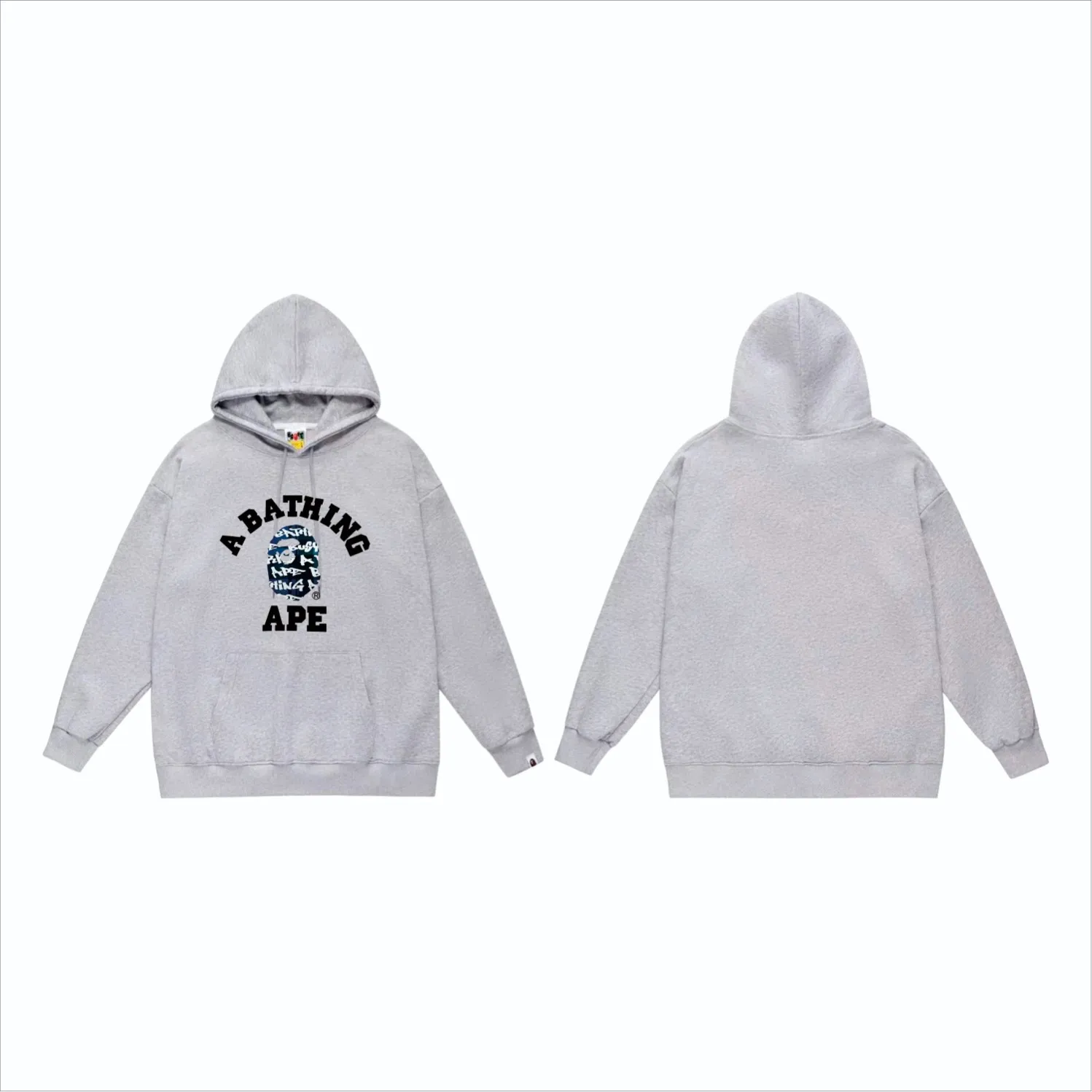 P160 model number SC859# terry 80 plus velvet 90 (top version) BAPE ape head letter print graffiti plaid pattern hooded sweatshirt Made of 380g large terry (drop shoulder large version) fabric, soft and non-pilling texture, imported environmentally friendly printing glue, bright and three-dimensional pattern, quality 💥Same style for men and women. The upper body is trendy. Color: black and blue, white and blue, gray and blue, black and red, white and red, gray and blue. Size: S M L XL XXL
