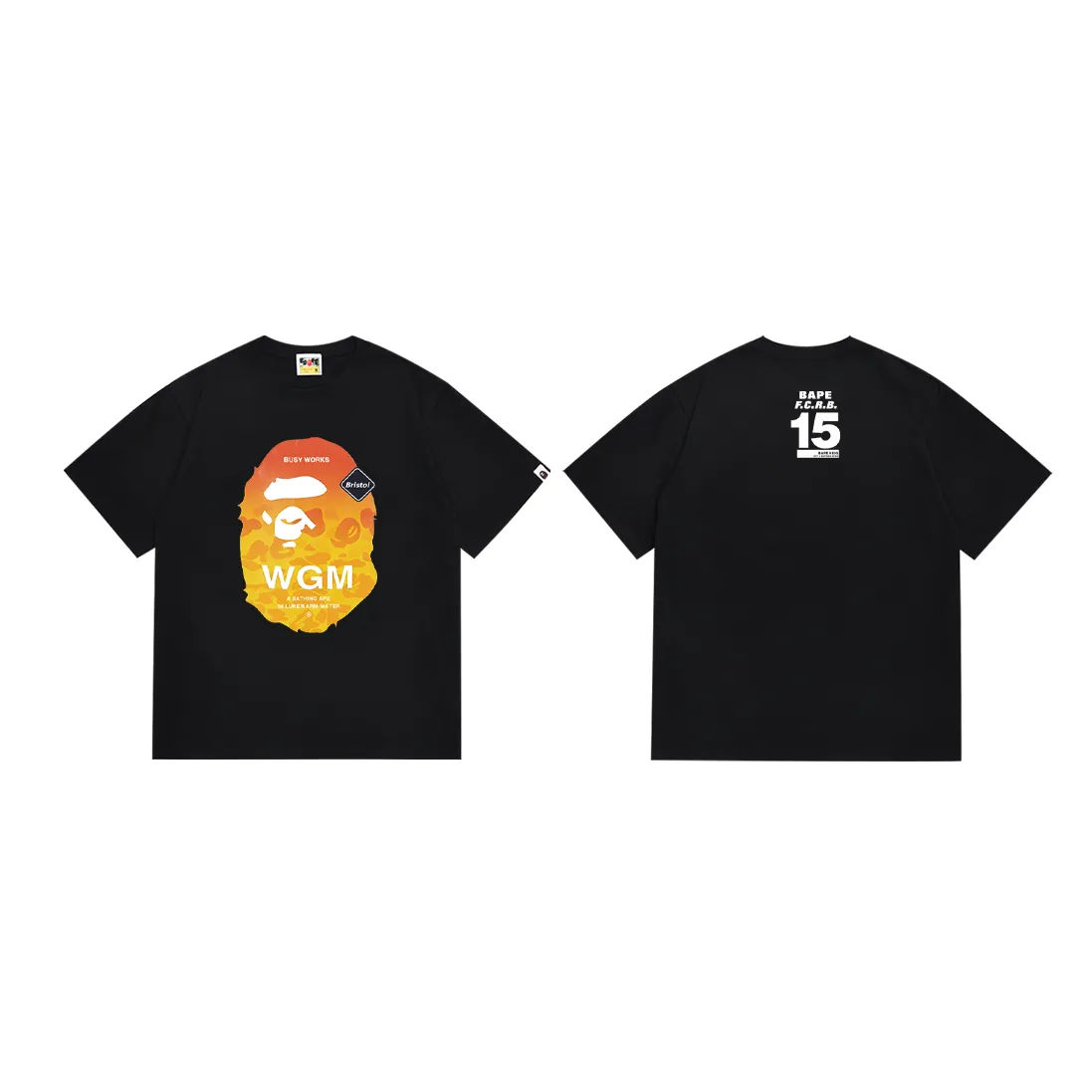 P110 SC009# (top version) BAPE ape head printed short-sleeved T-shirt Japanese trendy brand for men. Made of 260 grams of high-quality high-weave pure cotton fabric. Double yarn combed. The texture is soft and non-pilling. Imported environmentally friendly printing glue. The pattern is bright and three-dimensional. Quality💥Same style for men and women. The upper body is trendy. Color: black and white. Size: S M L XL XXL