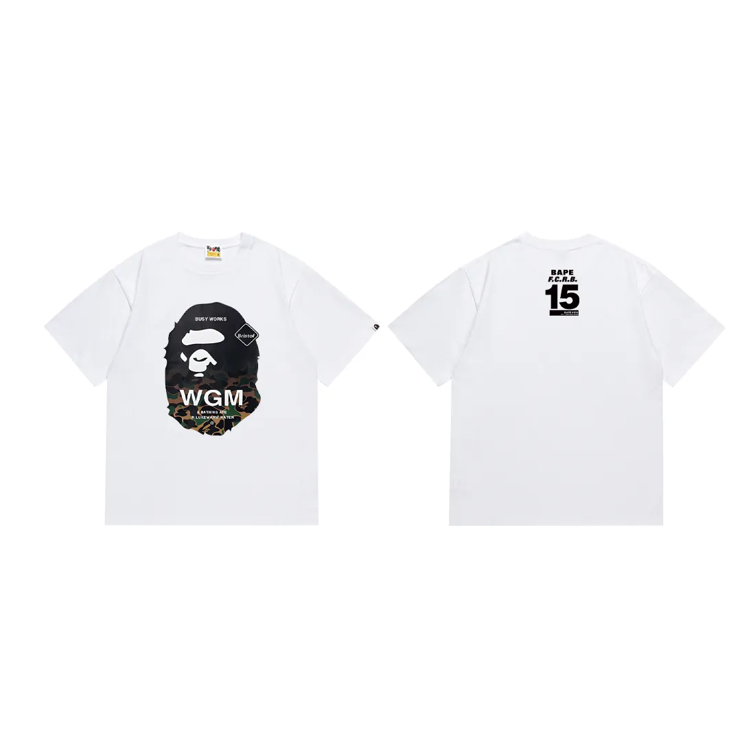 P110 SC009# (top version) BAPE ape head printed short-sleeved T-shirt Japanese trendy brand for men. Made of 260 grams of high-quality high-weave pure cotton fabric. Double yarn combed. The texture is soft and non-pilling. Imported environmentally friendly printing glue. The pattern is bright and three-dimensional. Quality💥Same style for men and women. The upper body is trendy. Color: black and white. Size: S M L XL XXL