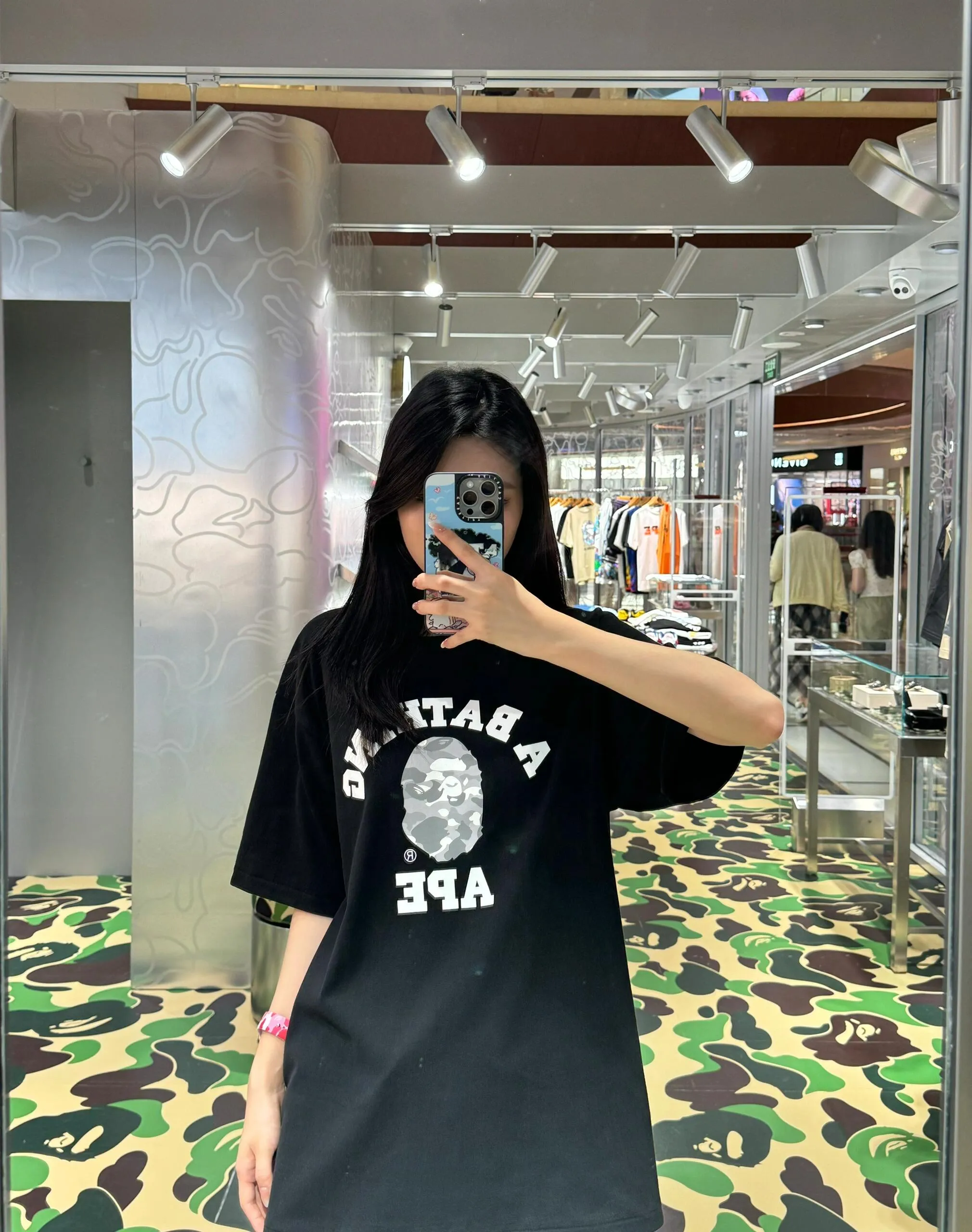 💰140 BAPE CITY CAMO COLLEGE TEE 24 new luminous camouflage letter small head printing 280g weight linen cotton fabric ZP version couple model: S-XXL [black gray white gray black black white black]