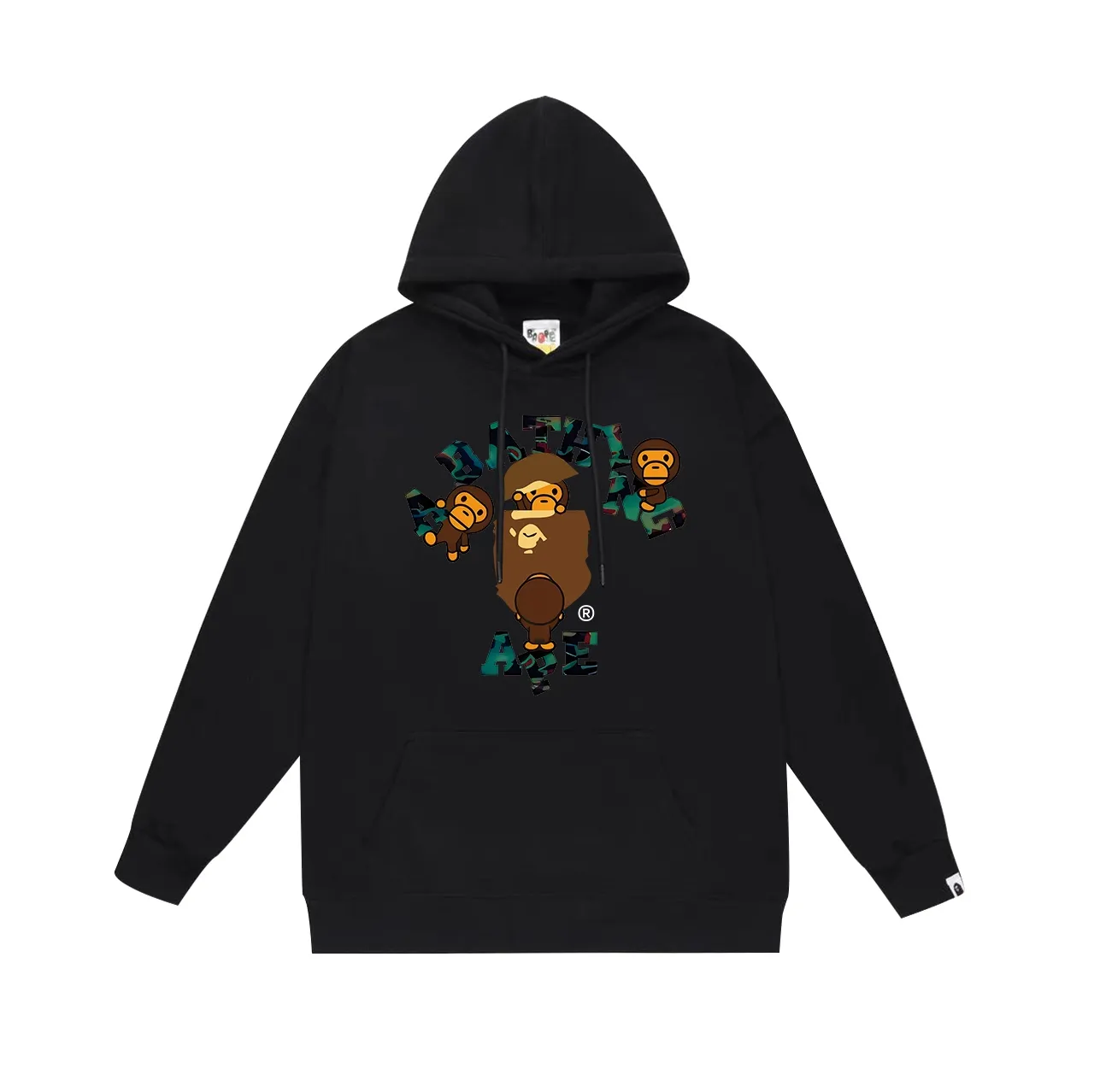 Model No. SC719#terry p160 plus velvet 180💰 (top version) BAPE cartoon BABY MILO ape head letter printed hooded sweatshirt. Made of 380 grams of large terry (drop shoulder large version) fabric. The texture is soft and non-pilling. Imported environmentally friendly printing glue. The pattern is bright and three-dimensional. Quality💥Same style for men and women. The upper body is trendy. Color: black white gray Size: S M L XL XXL